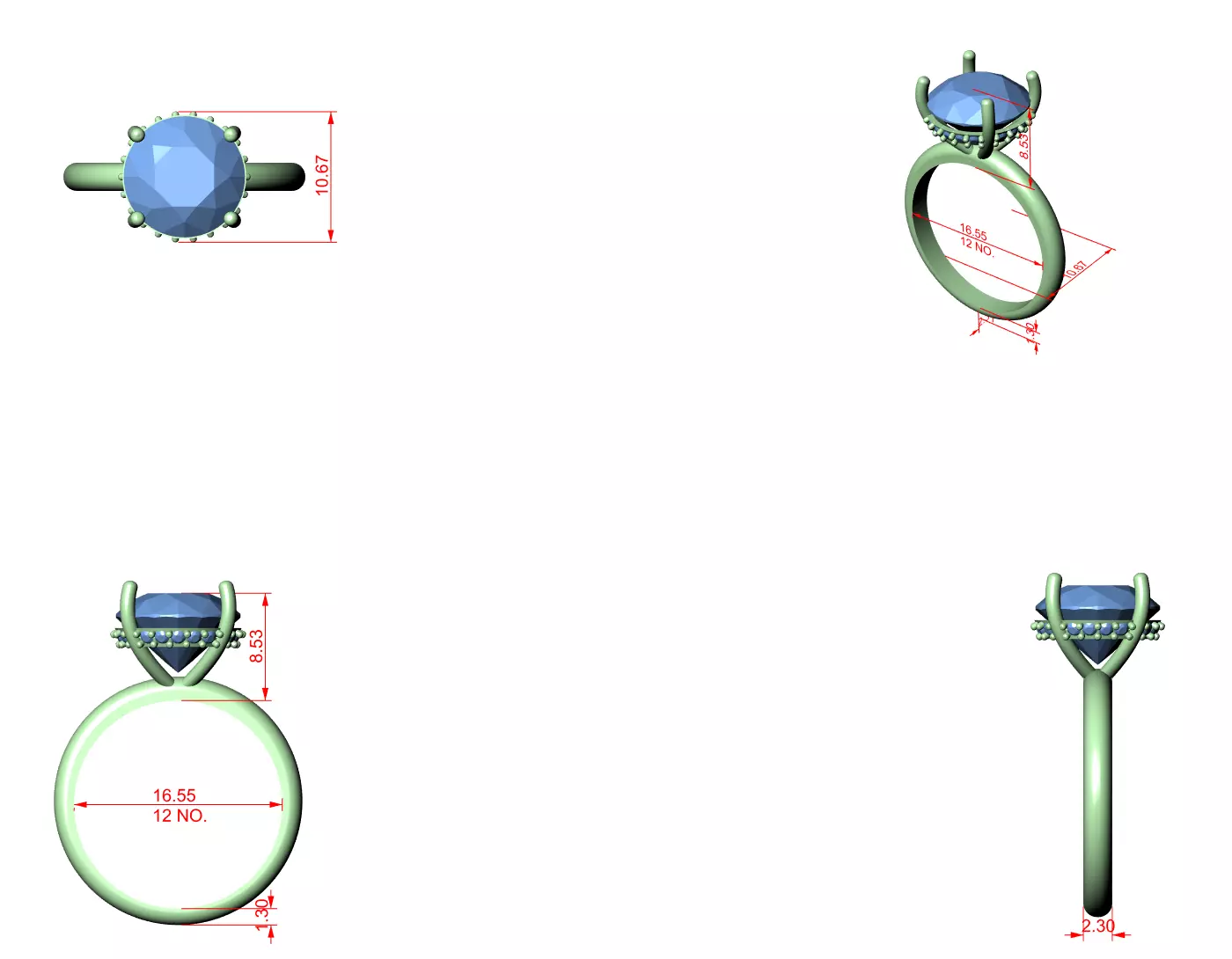 Mono Solitaire Ring 3dm stl renders animation videos details 3D print model_7