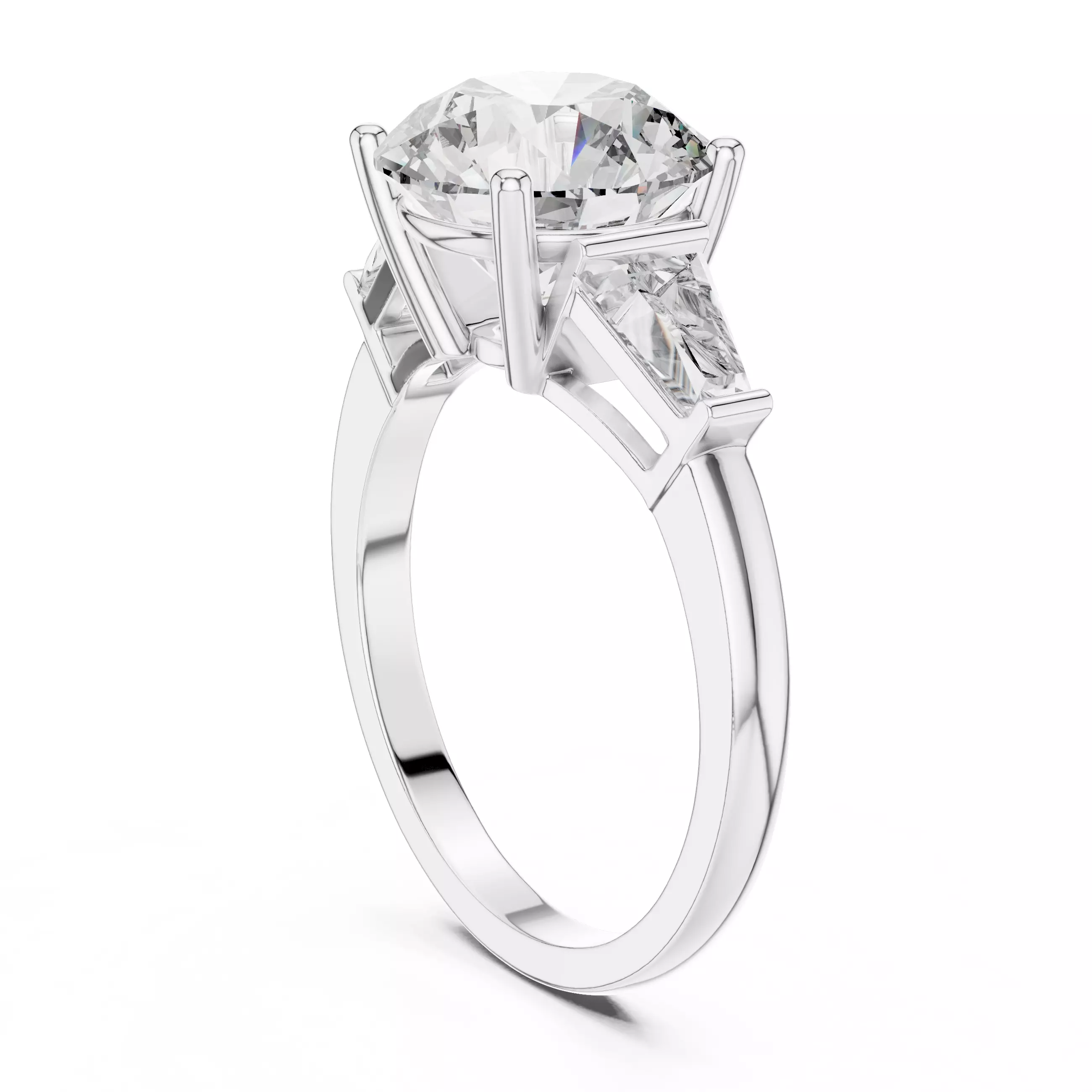 Trio Solitaire Ring 3dm stl renders animation videos details 3D print model_3