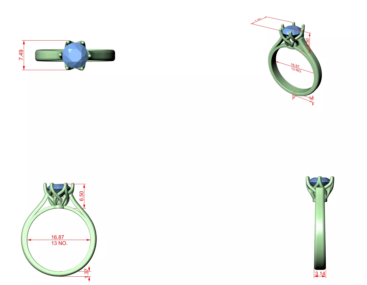 Mono Solitaire Ring 3dm stl renders animation videos details 3D print model_6