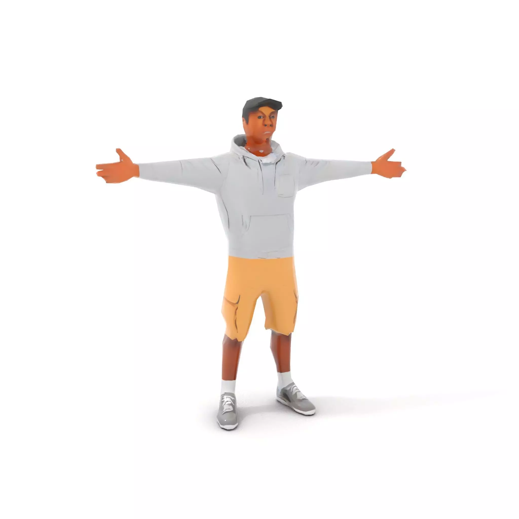 Casual Outfit Model Pack with Hoodie and Shorts Low-poly 3D model_11