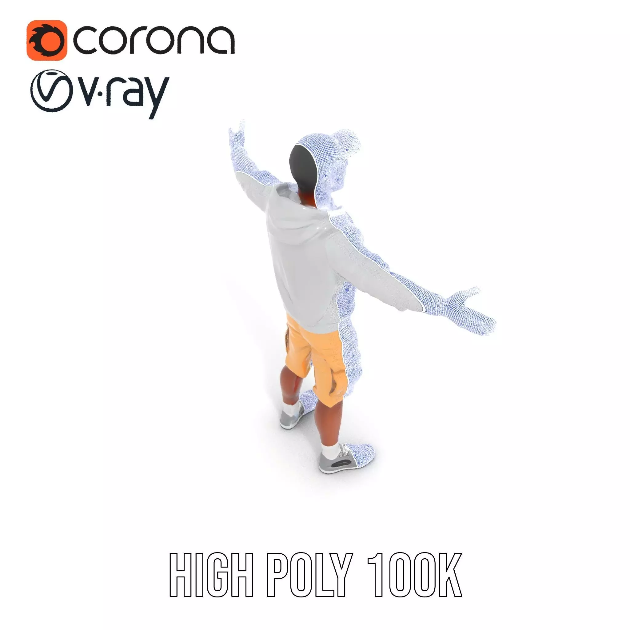 Casual Outfit Model Pack with Hoodie and Shorts Low-poly 3D model_23