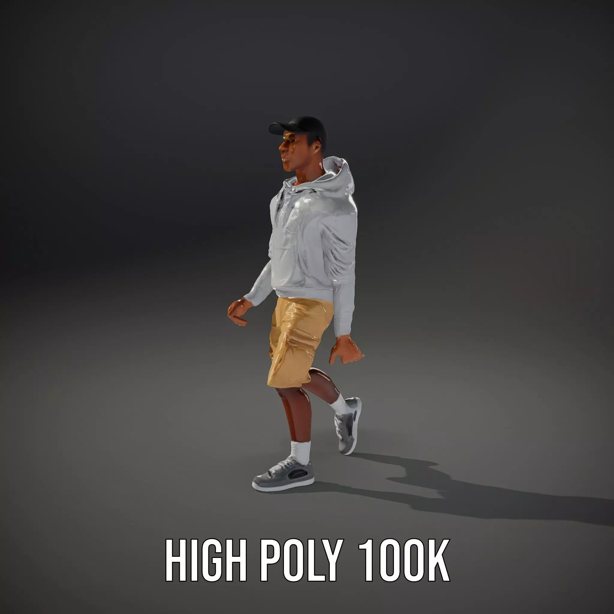 Casual Outfit Model Pack with Hoodie and Shorts Low-poly 3D model_34