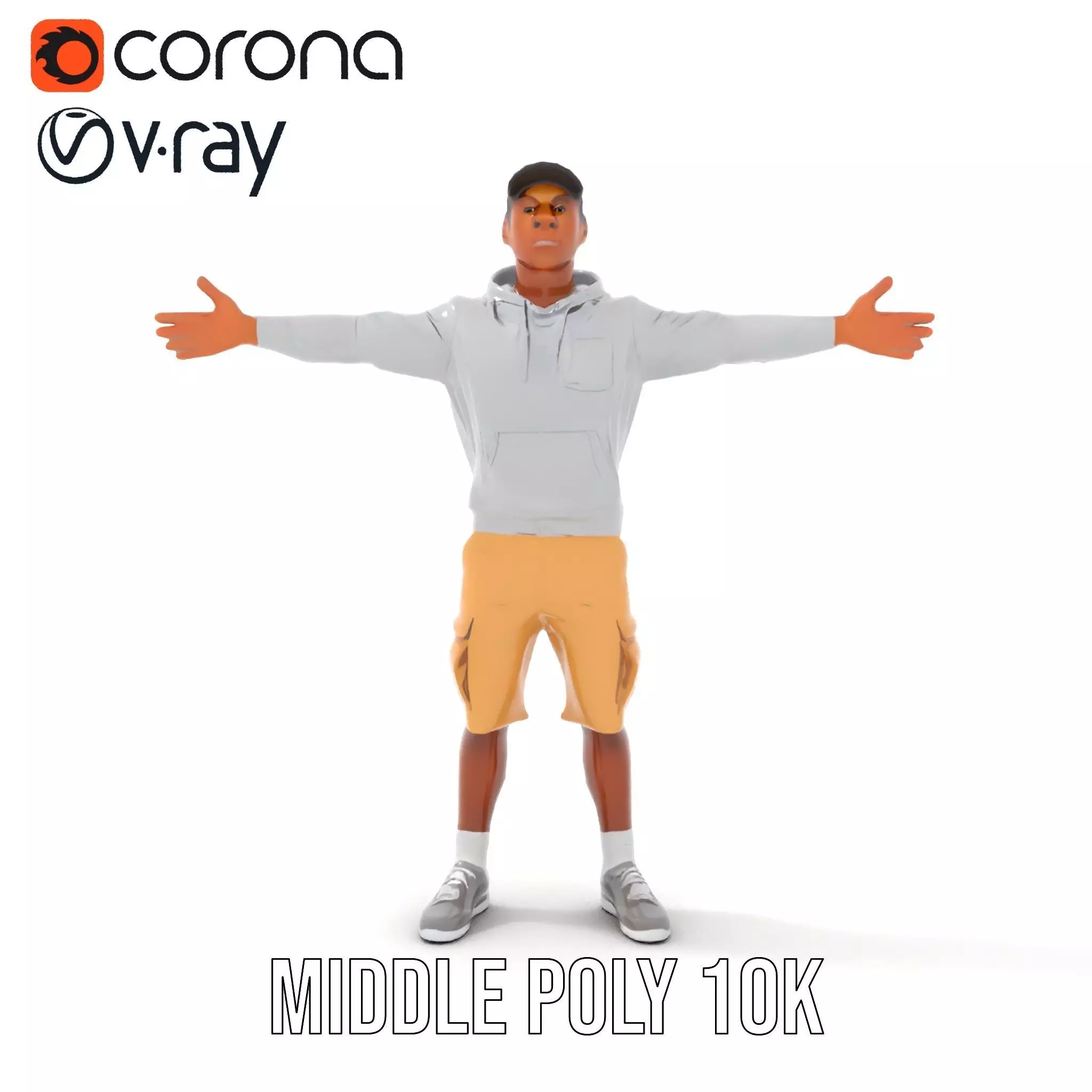 Casual Outfit Model Pack with Hoodie and Shorts Low-poly 3D model_24