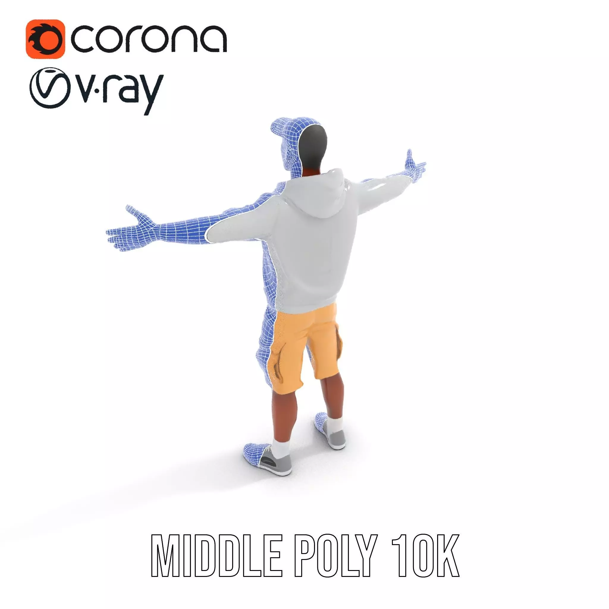 Casual Outfit Model Pack with Hoodie and Shorts Low-poly 3D model_10