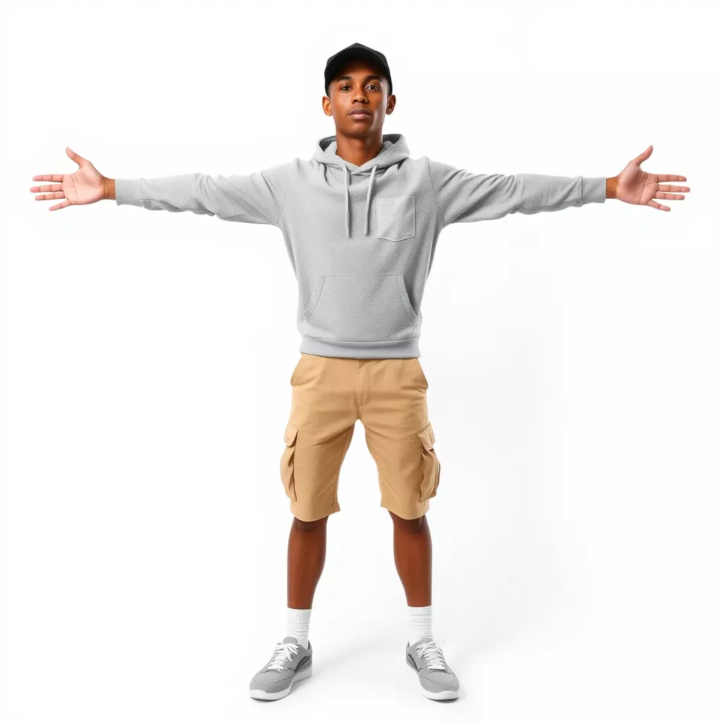 Casual Outfit Model Pack with Hoodie and Shorts Low-poly 3D model_3