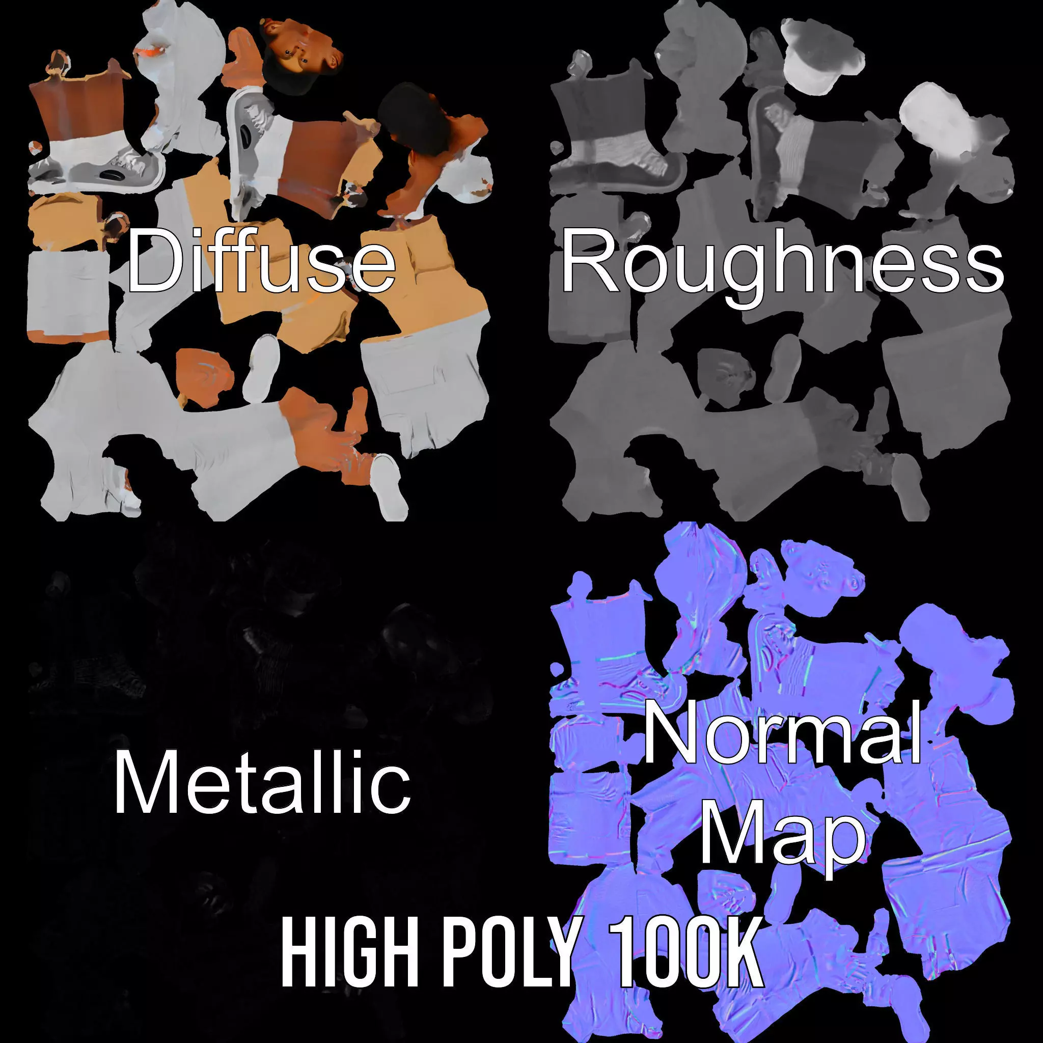 Casual Outfit Model Pack with Hoodie and Shorts Low-poly 3D model_4