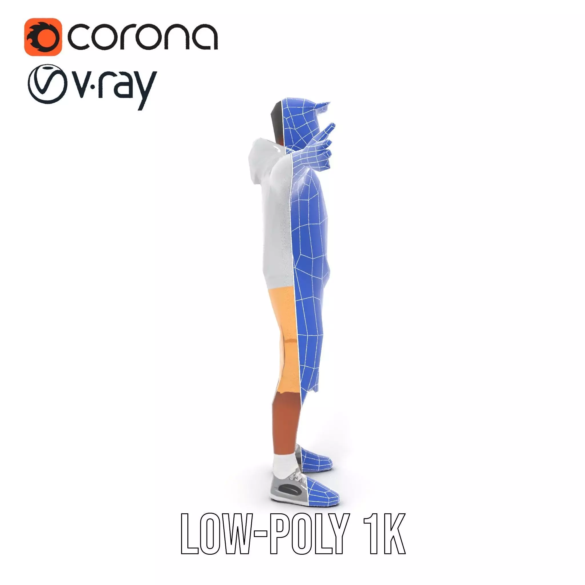 Casual Outfit Model Pack with Hoodie and Shorts Low-poly 3D model_31