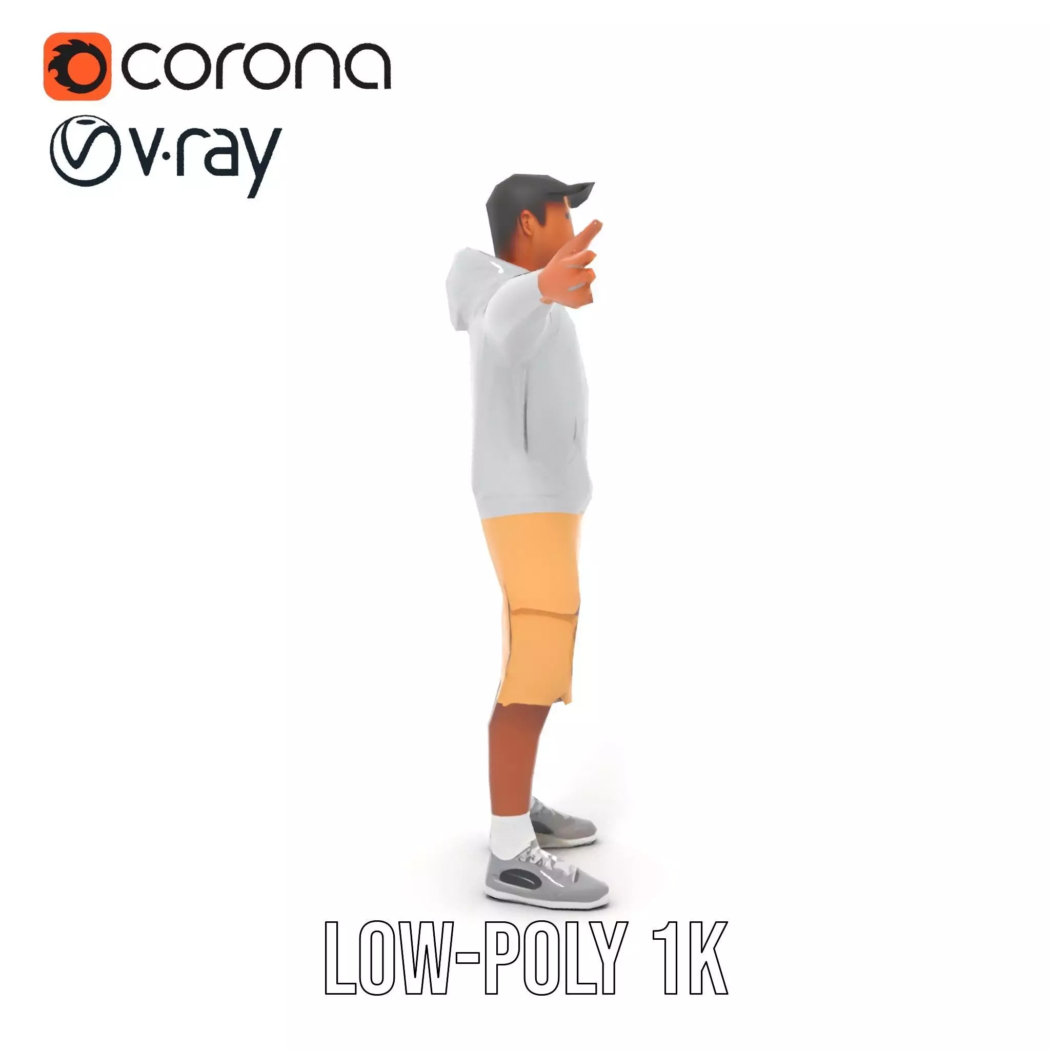 Casual Outfit Model Pack with Hoodie and Shorts Low-poly 3D model_14