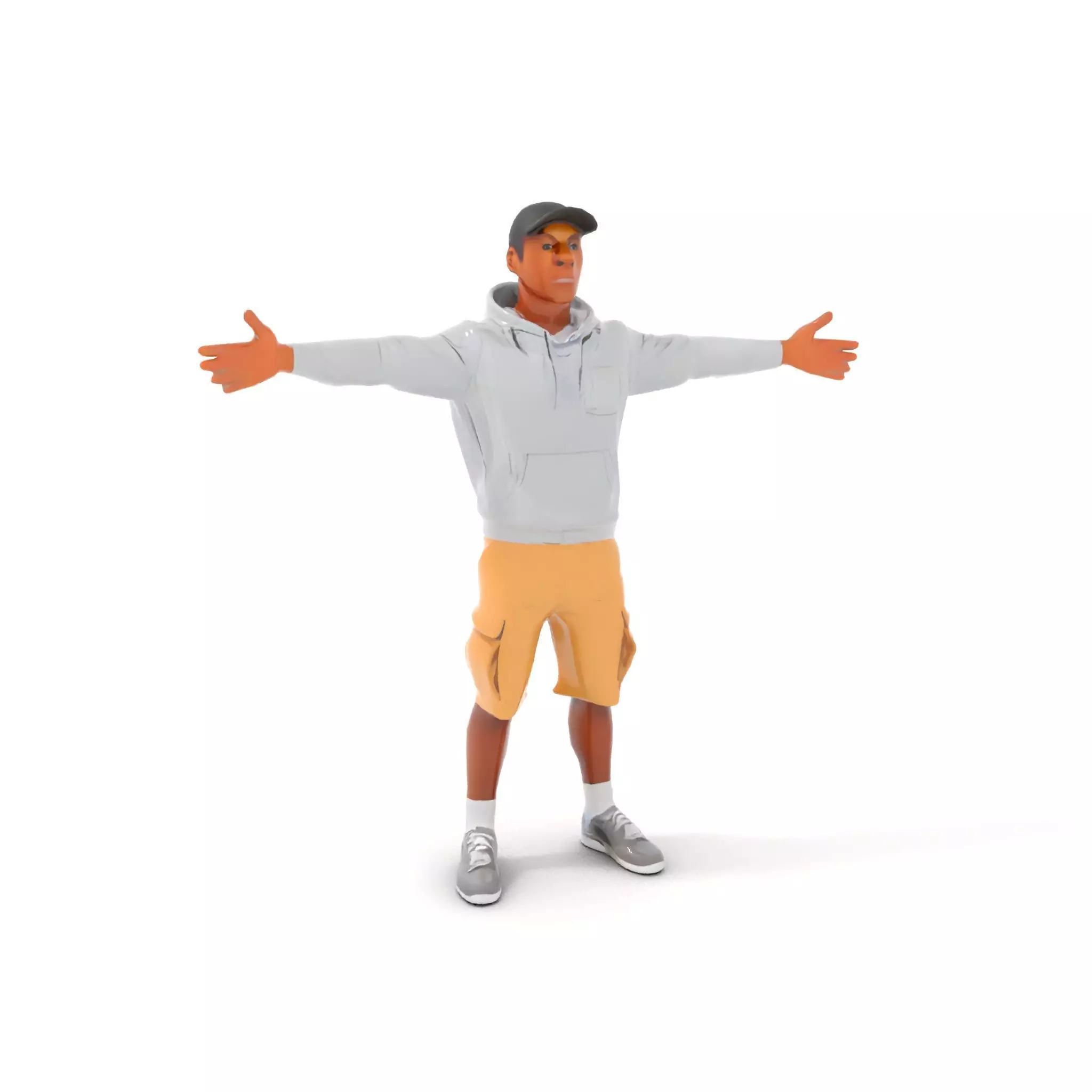 Casual Outfit Model Pack with Hoodie and Shorts Low-poly 3D model_15