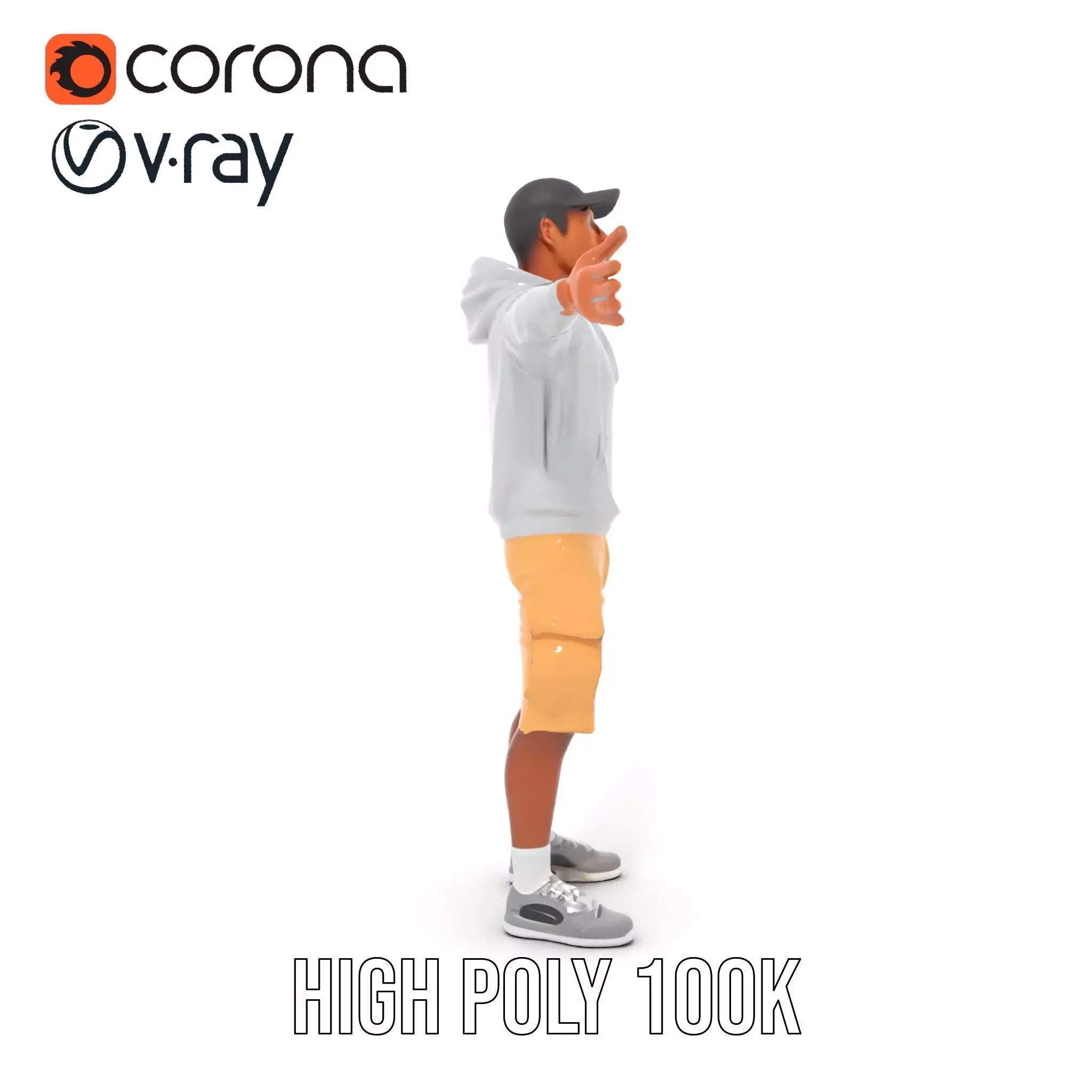 Casual Outfit Model Pack with Hoodie and Shorts Low-poly 3D model_26