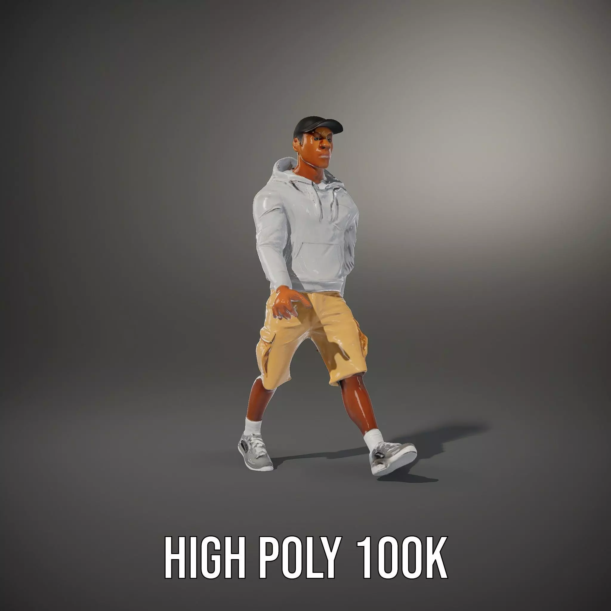 Casual Outfit Model Pack with Hoodie and Shorts Low-poly 3D model_35