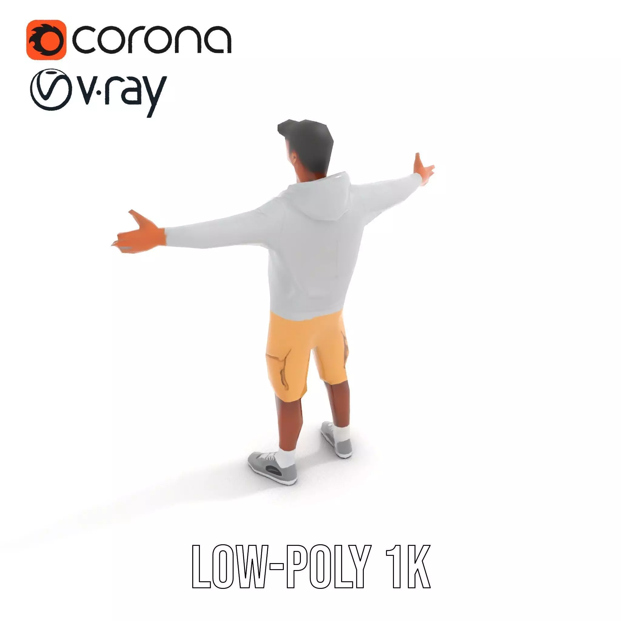 Casual Outfit Model Pack with Hoodie and Shorts Low-poly 3D model_25