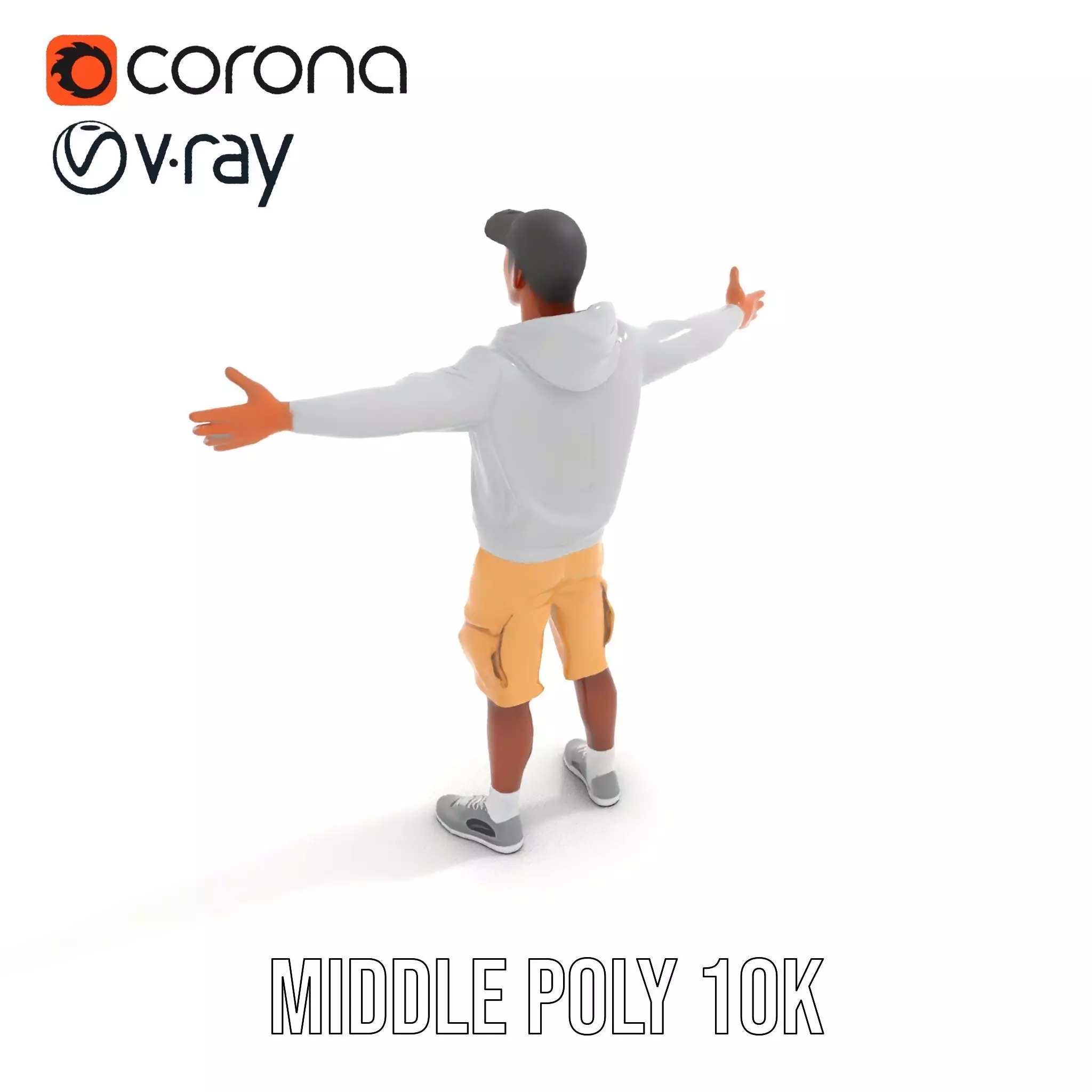 Casual Outfit Model Pack with Hoodie and Shorts Low-poly 3D model_18