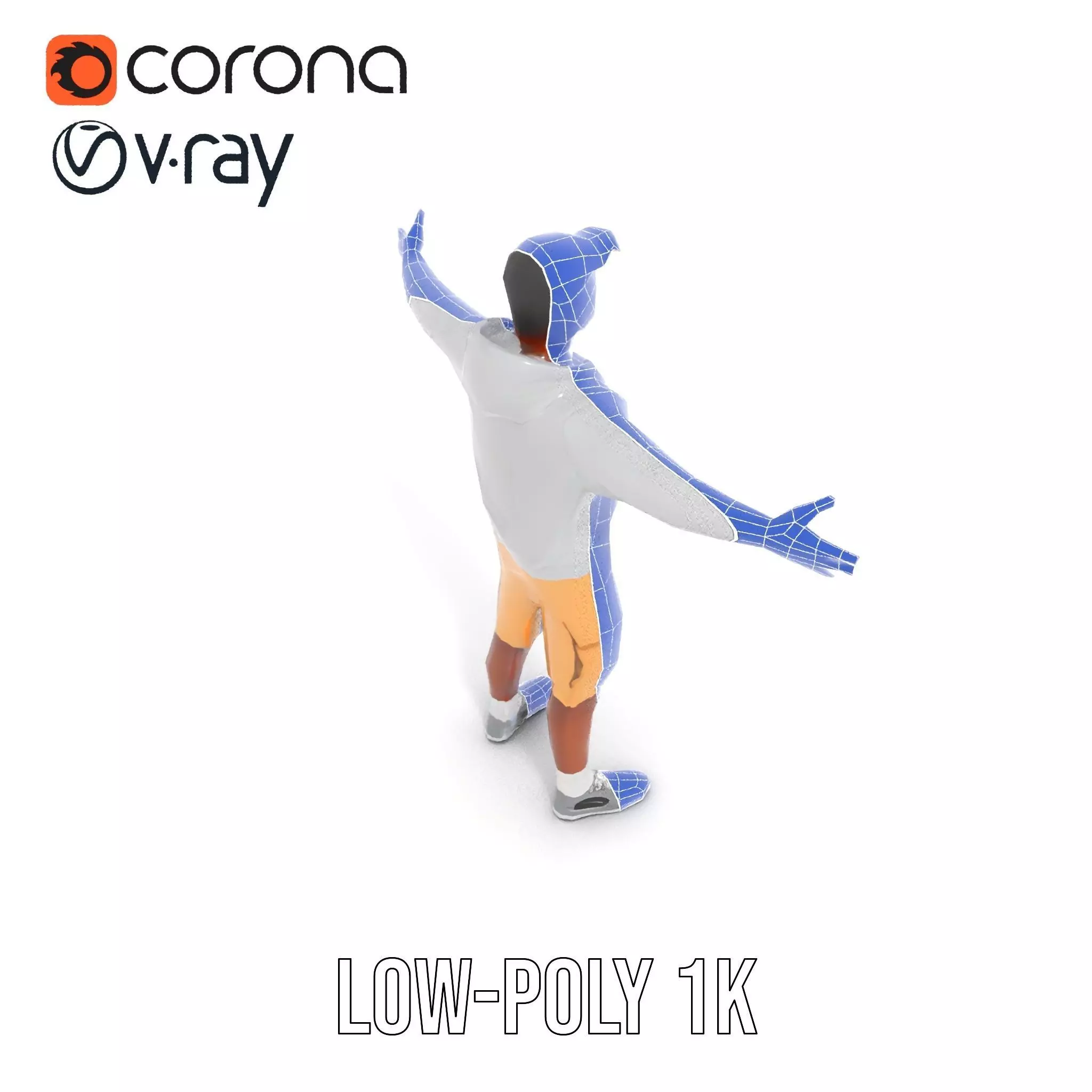 Casual Outfit Model Pack with Hoodie and Shorts Low-poly 3D model_28