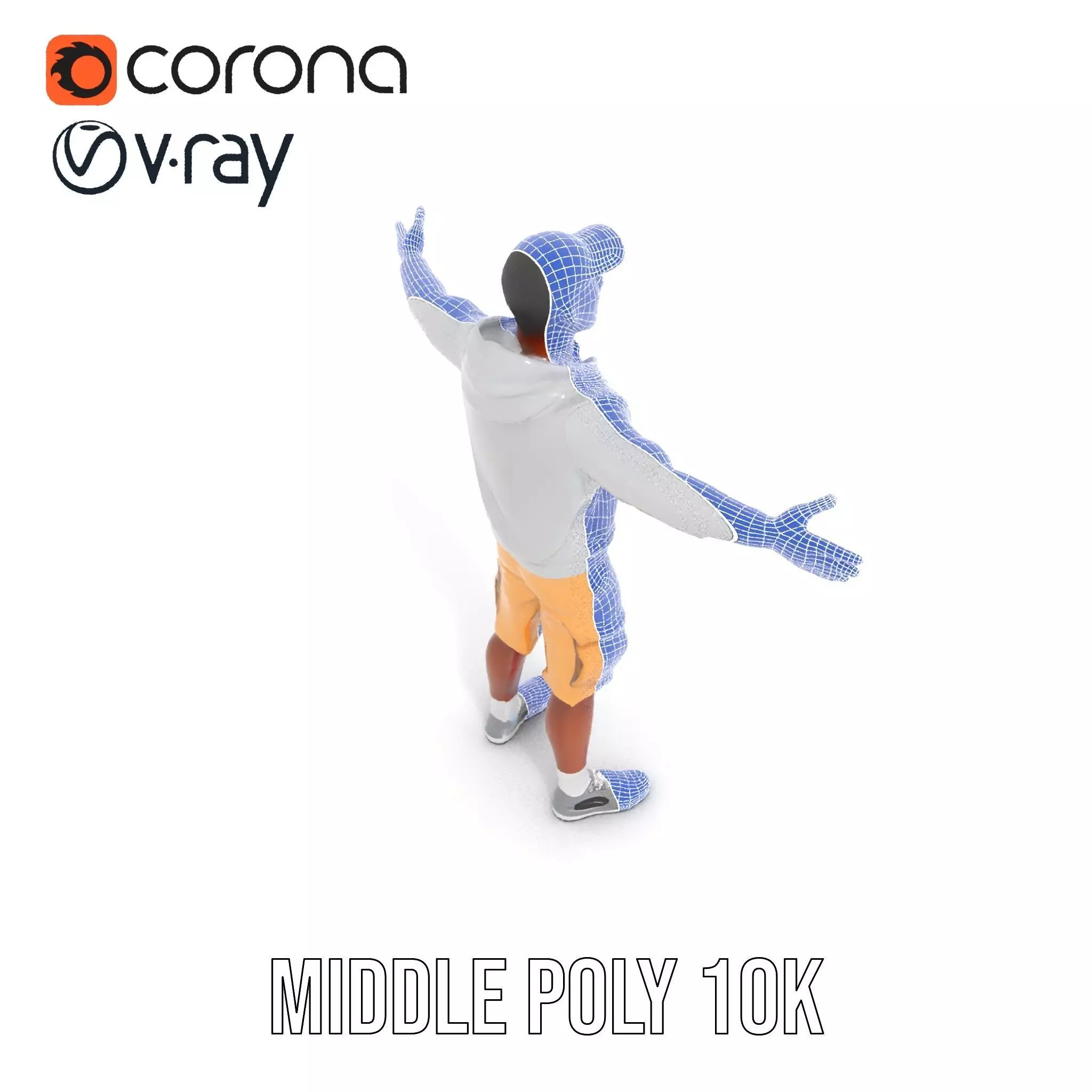 Casual Outfit Model Pack with Hoodie and Shorts Low-poly 3D model_13