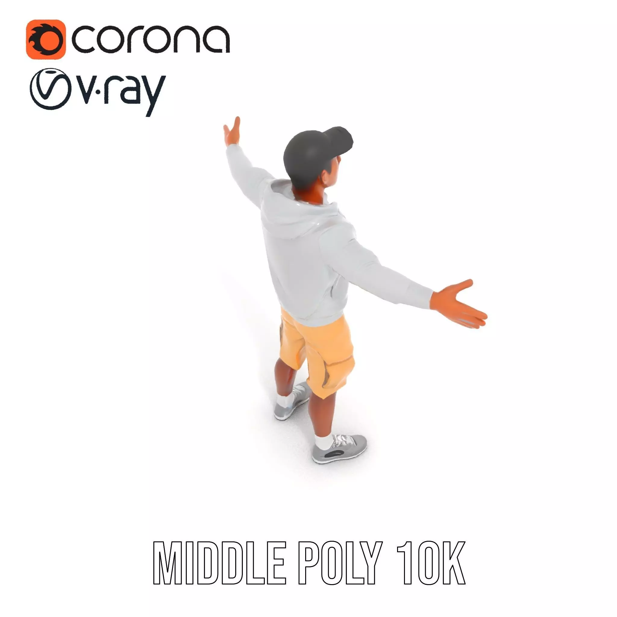 Casual Outfit Model Pack with Hoodie and Shorts Low-poly 3D model_21