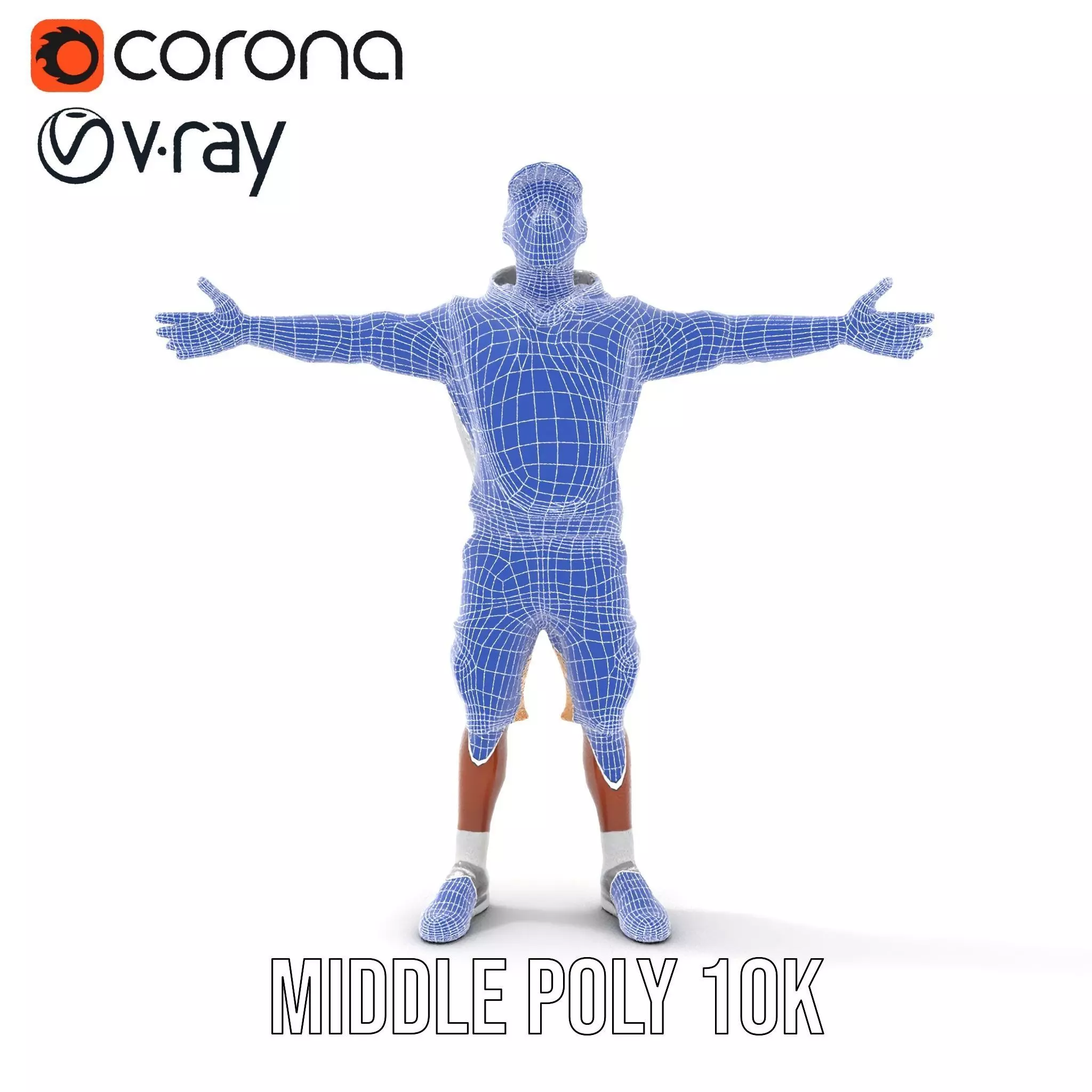 Casual Outfit Model Pack with Hoodie and Shorts Low-poly 3D model_27