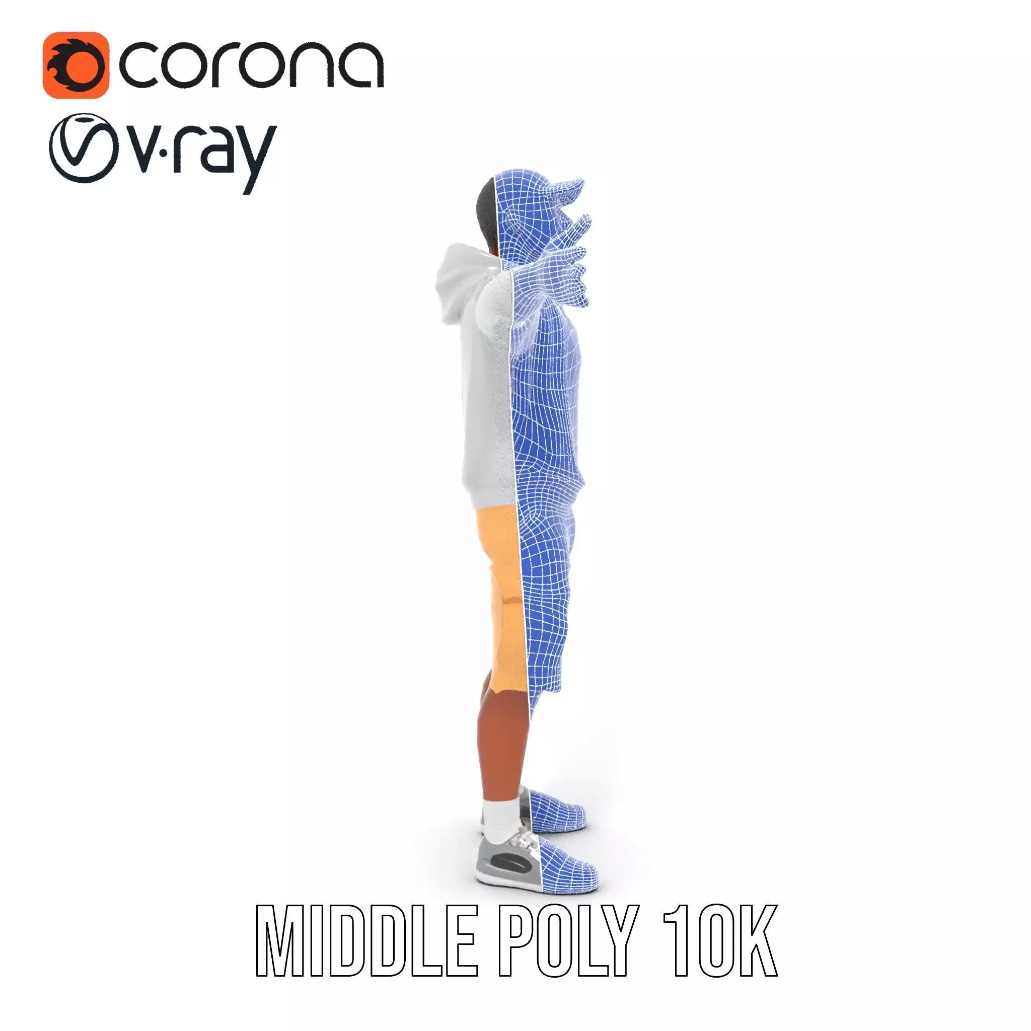 Casual Outfit Model Pack with Hoodie and Shorts Low-poly 3D model_30