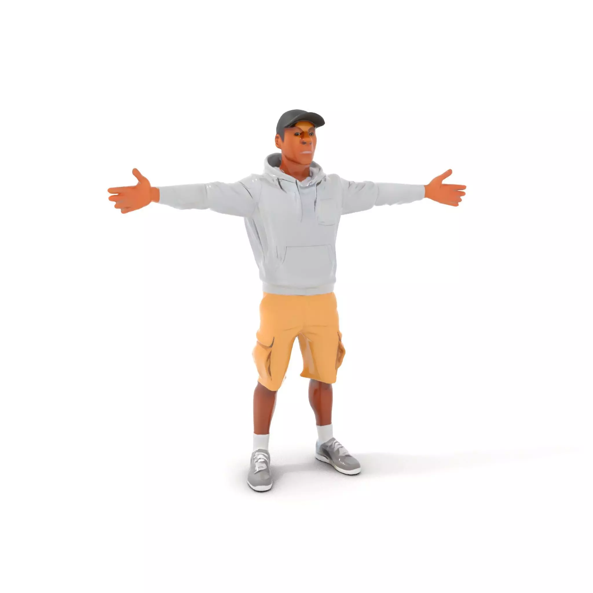 Casual Outfit Model Pack with Hoodie and Shorts Low-poly 3D model_0