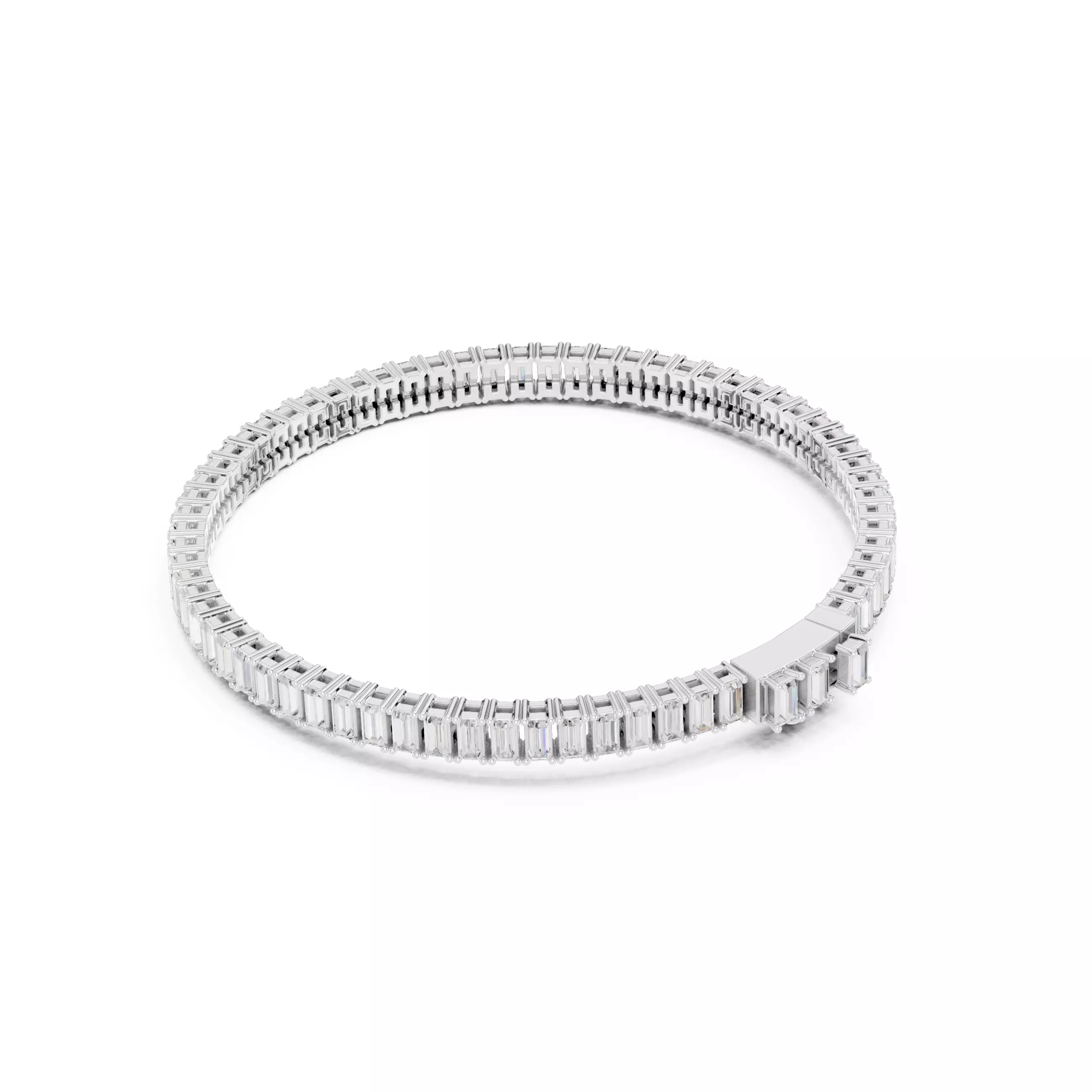 Baguette Cut Tennis Bracelet For Men 3DM STL Files with Video 3D print model_7