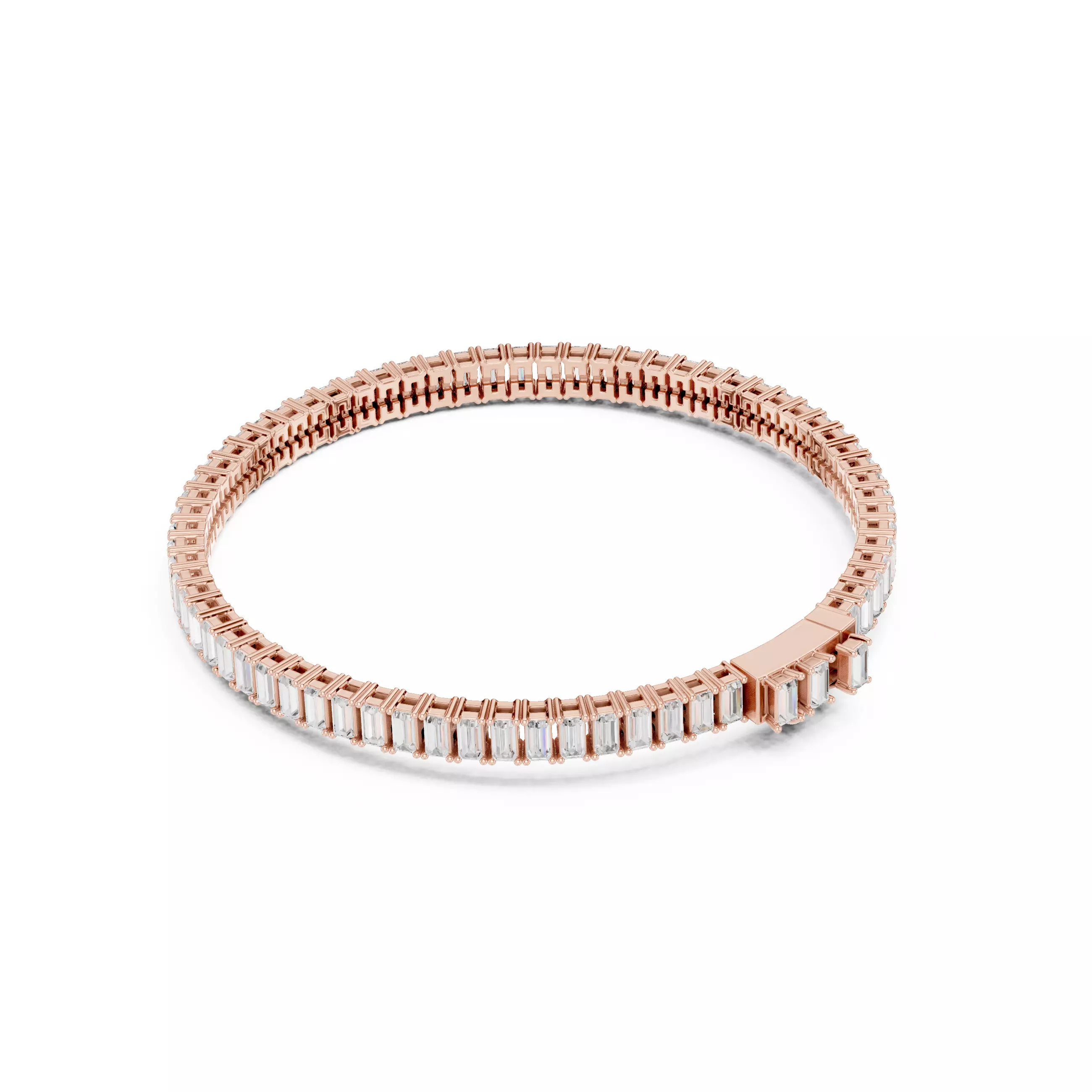 Baguette Cut Tennis Bracelet For Men 3DM STL Files with Video 3D print model_4