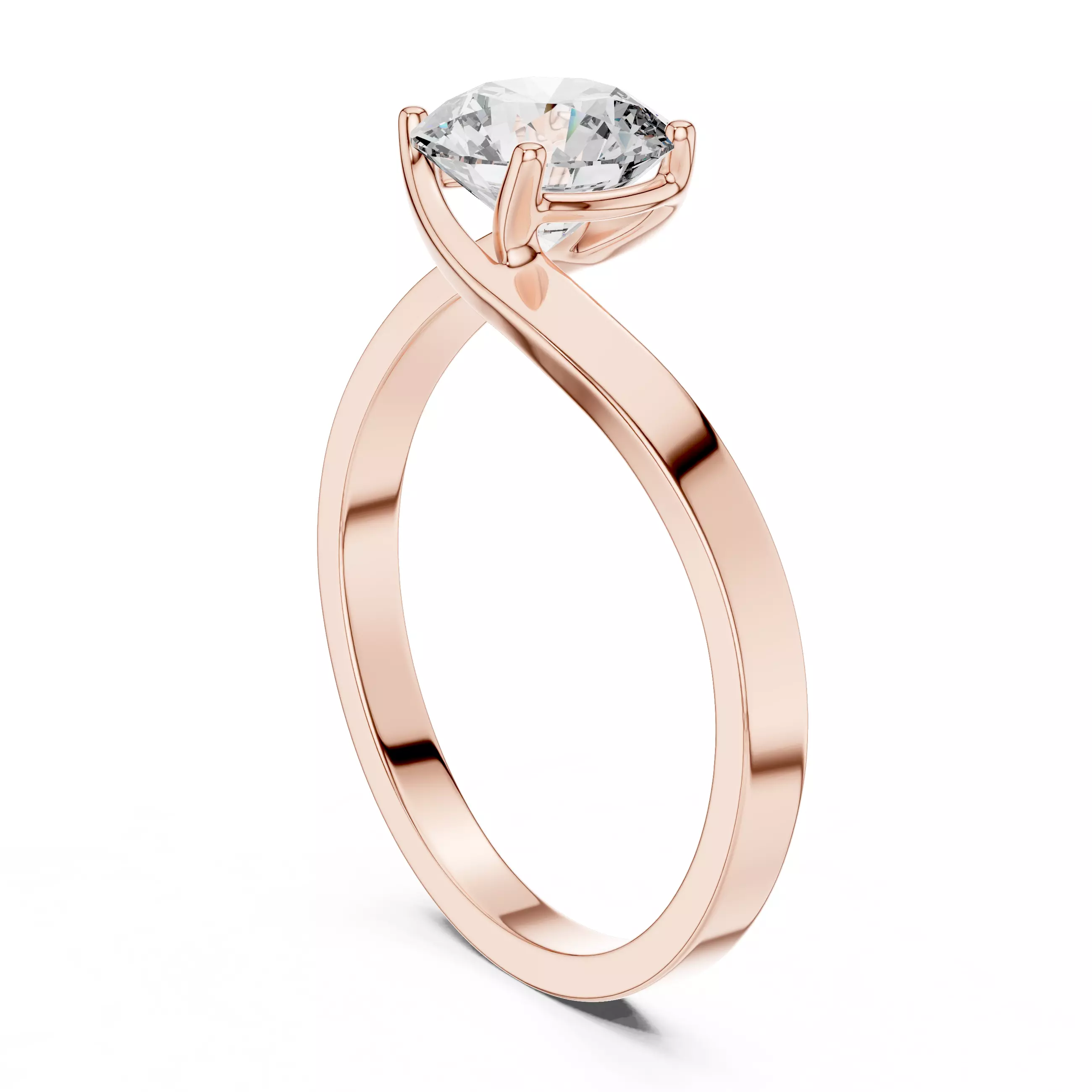 Mono Solitaire Twisted Ring 3dm stl renders animation videos 3D print model_5