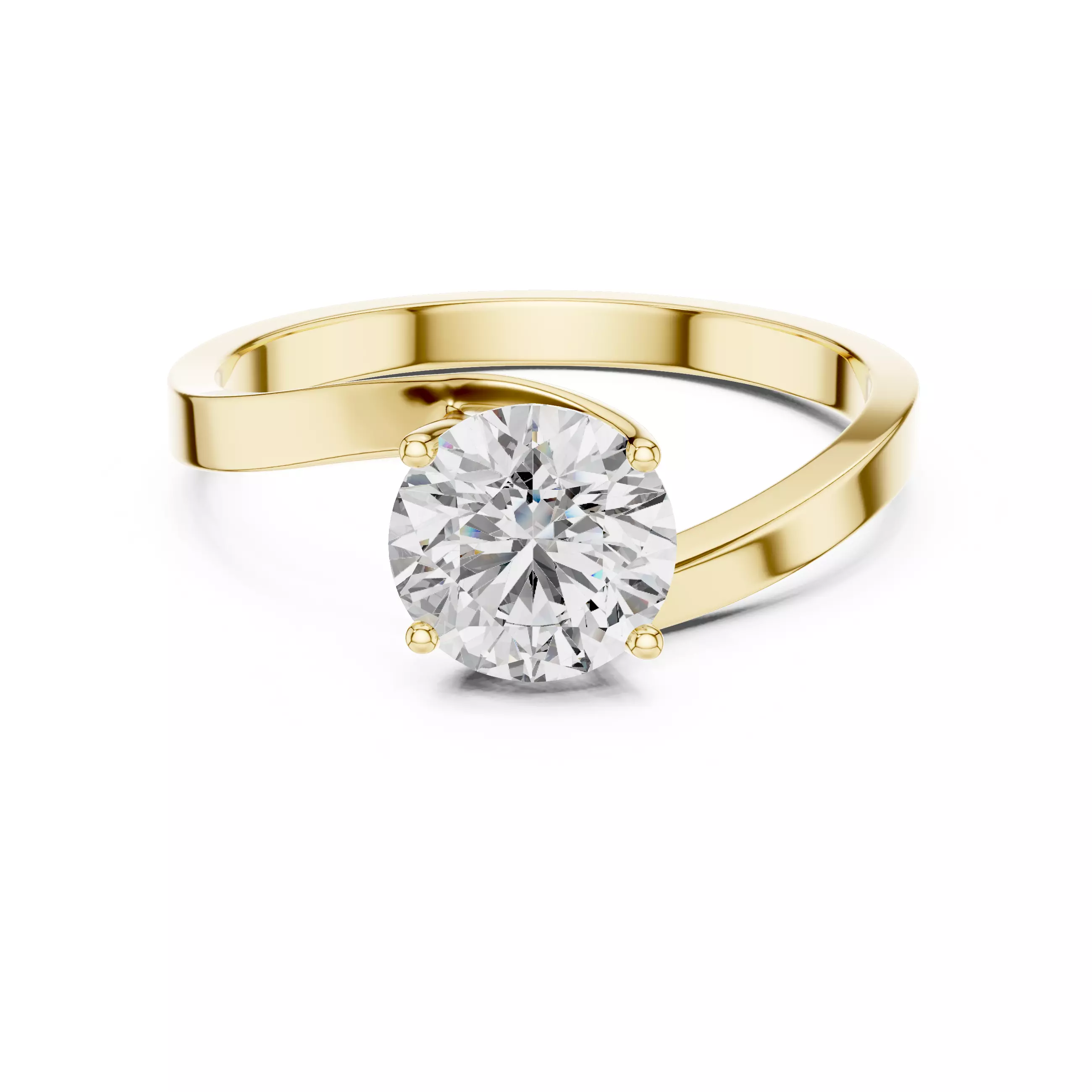 Mono Solitaire Twisted Ring 3dm stl renders animation videos 3D print model_2