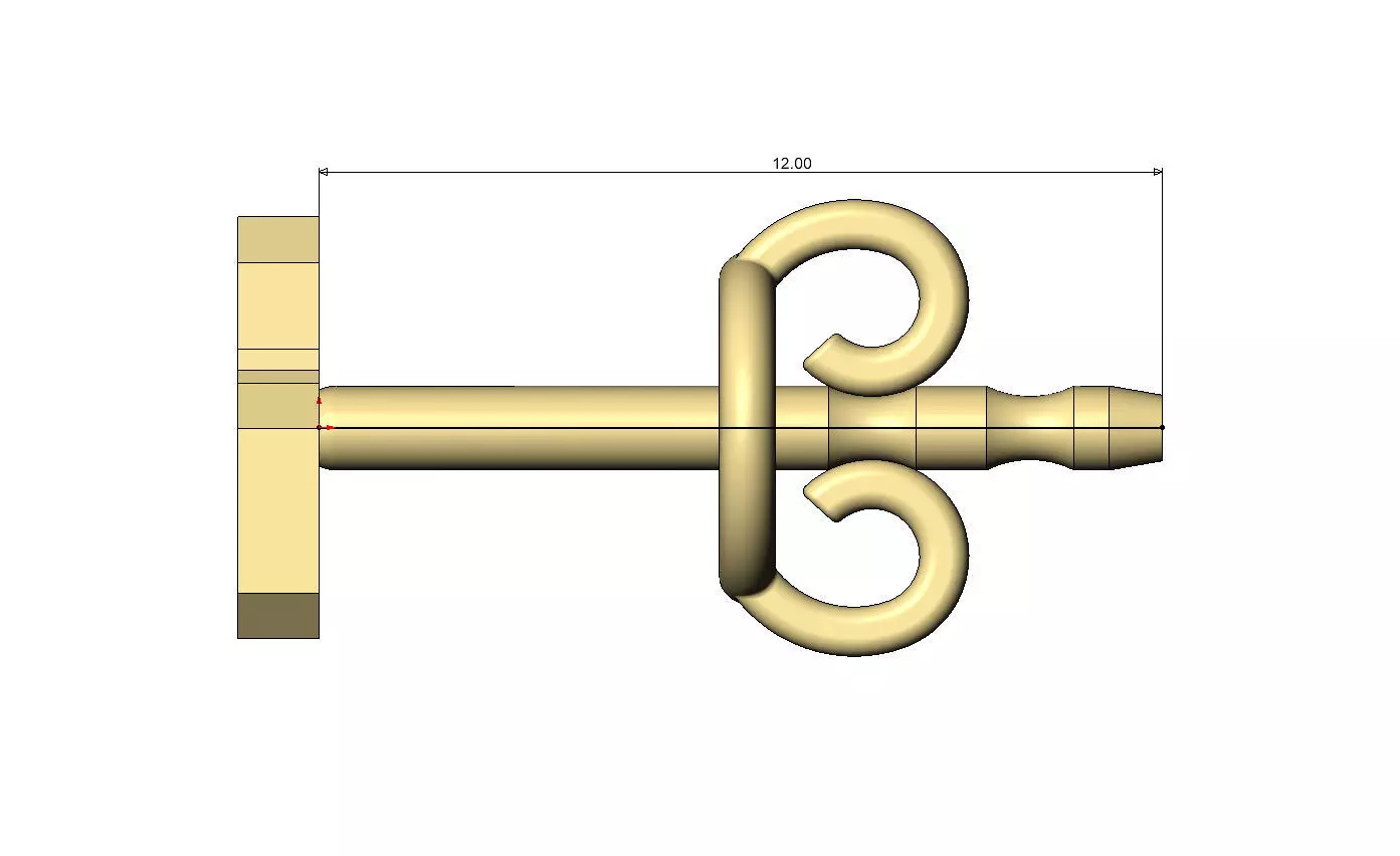 S letter varsity font stud earring 3D print model_8