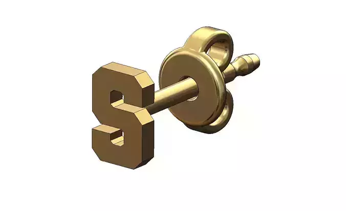 S letter varsity font stud earring