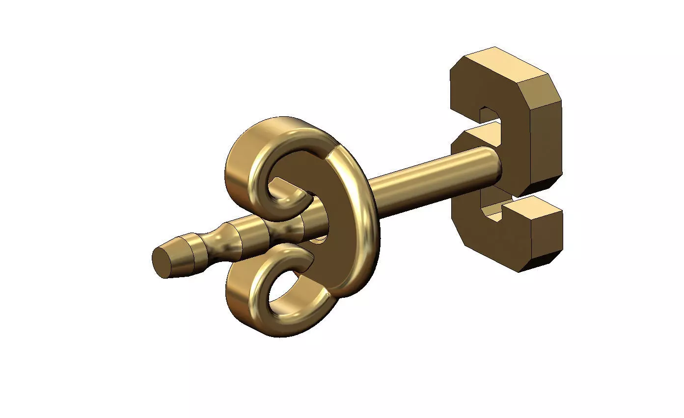 S letter varsity font stud earring 3D print model_3