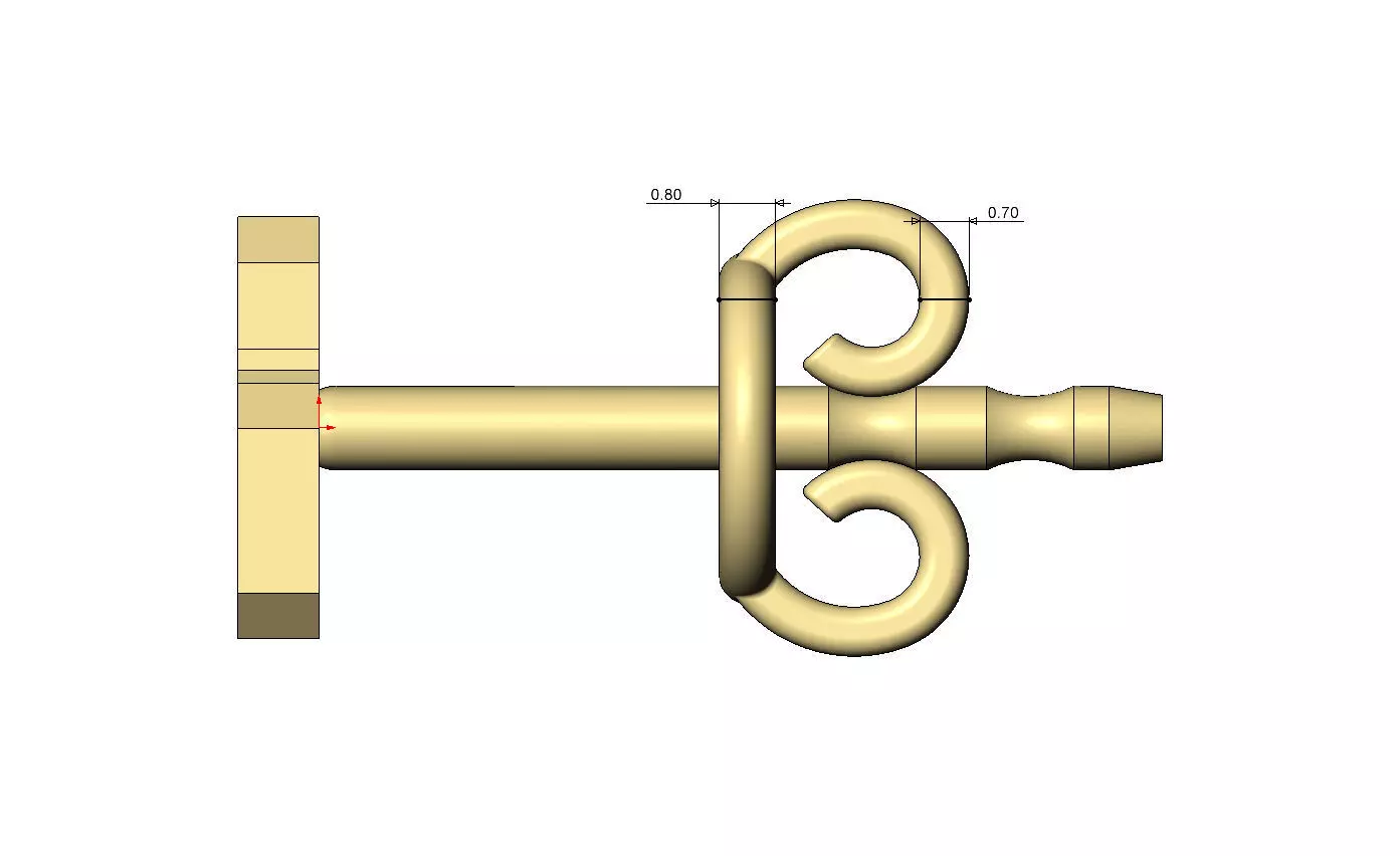 S letter varsity font stud earring 3D print model_10