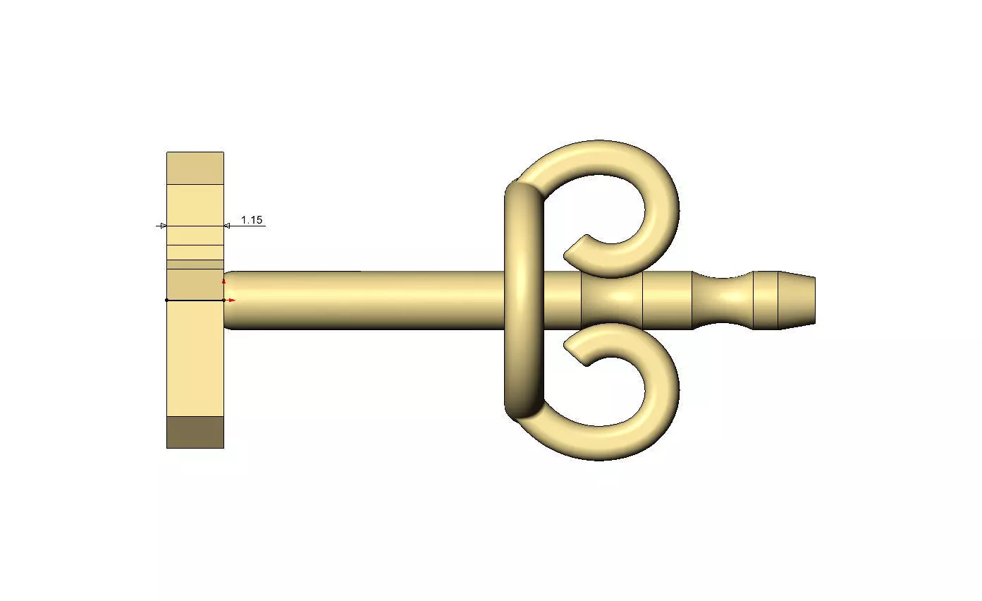 S letter varsity font stud earring 3D print model_7