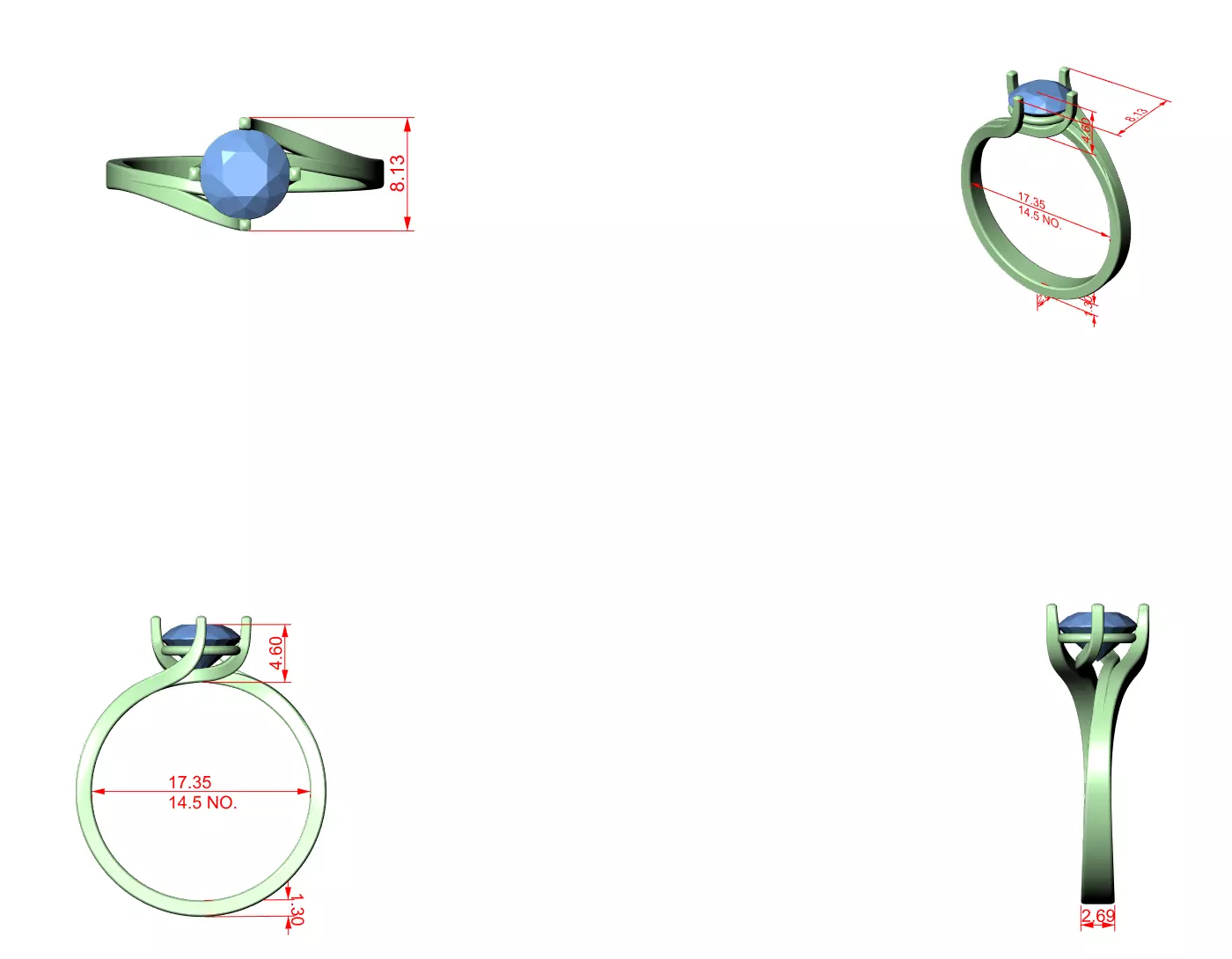 Mono Solitaire Ring 3dm stl renders animation videos details 3D print model_7