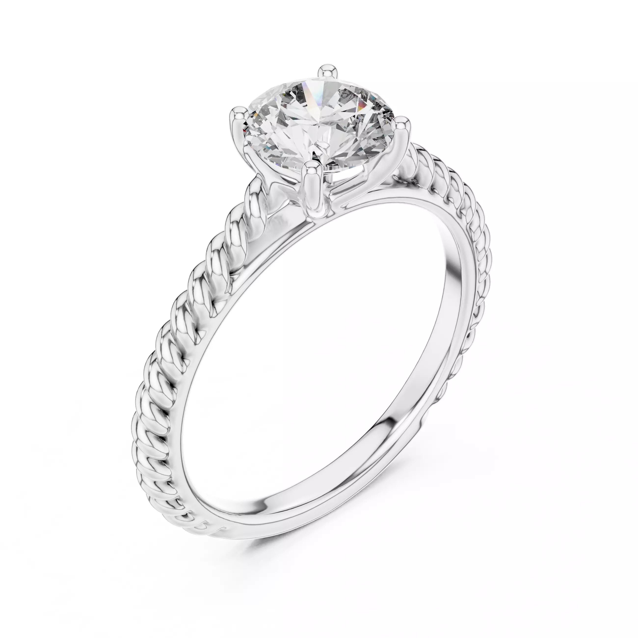 Wire Mono Solitaire Ring 3dm stl renders animation videos 3D print model_13