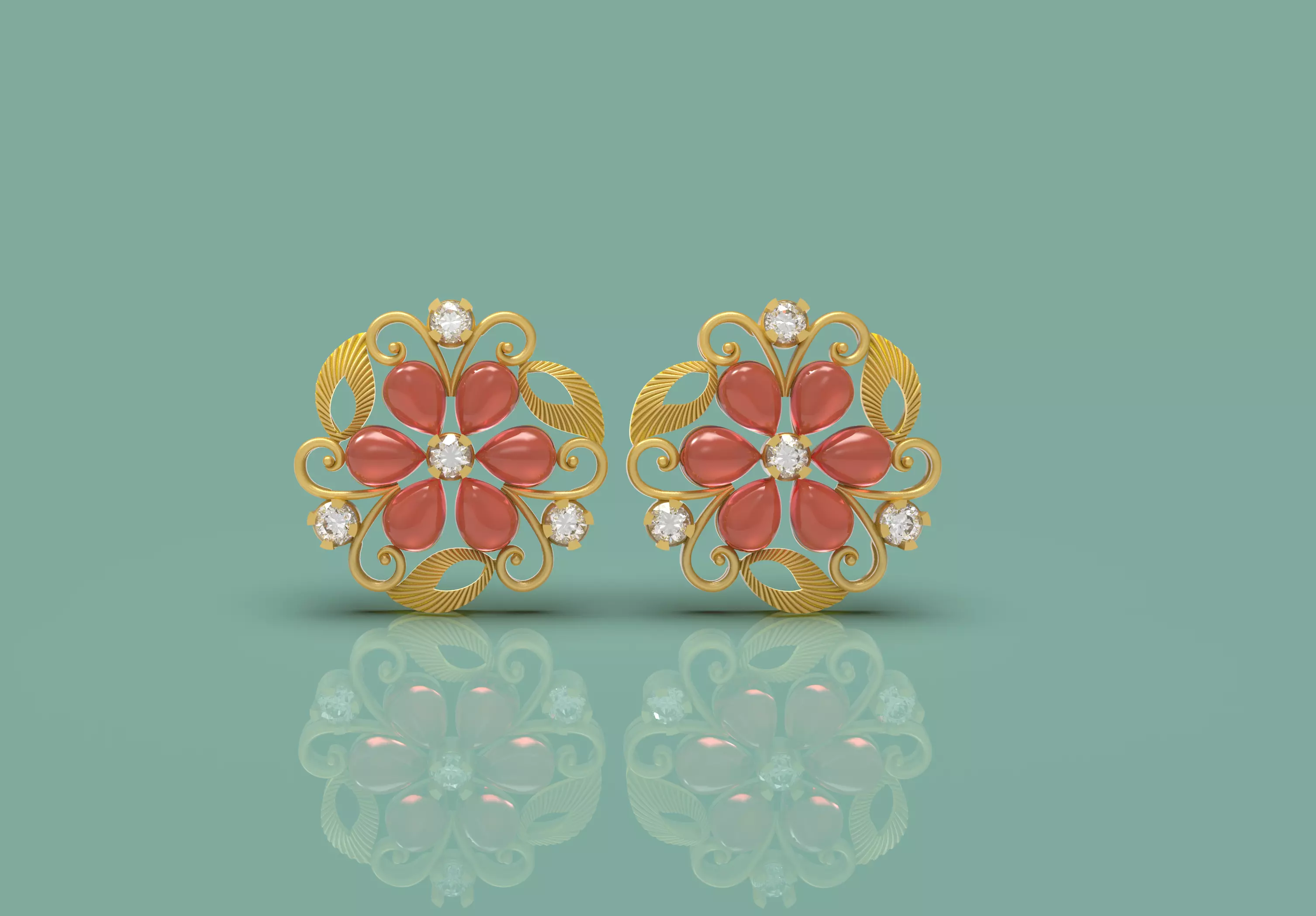 Gold Tops Earring - 0019 3D print model