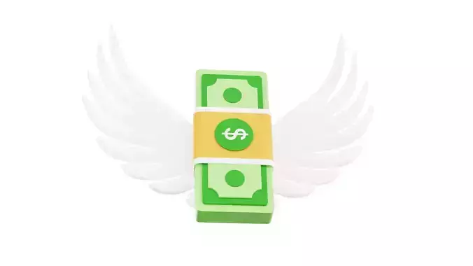 Money Wings 3D Illustration