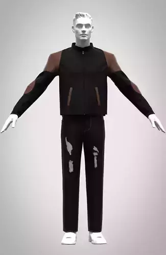mens racing jacket 3d clothing rigged model  Low-poly 3D model