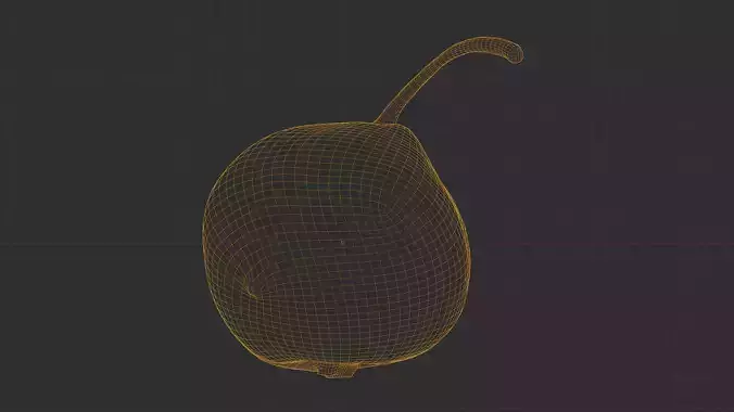 Photorealistic 3D scan of ripe green pear with stem Low-poly 3D model 4