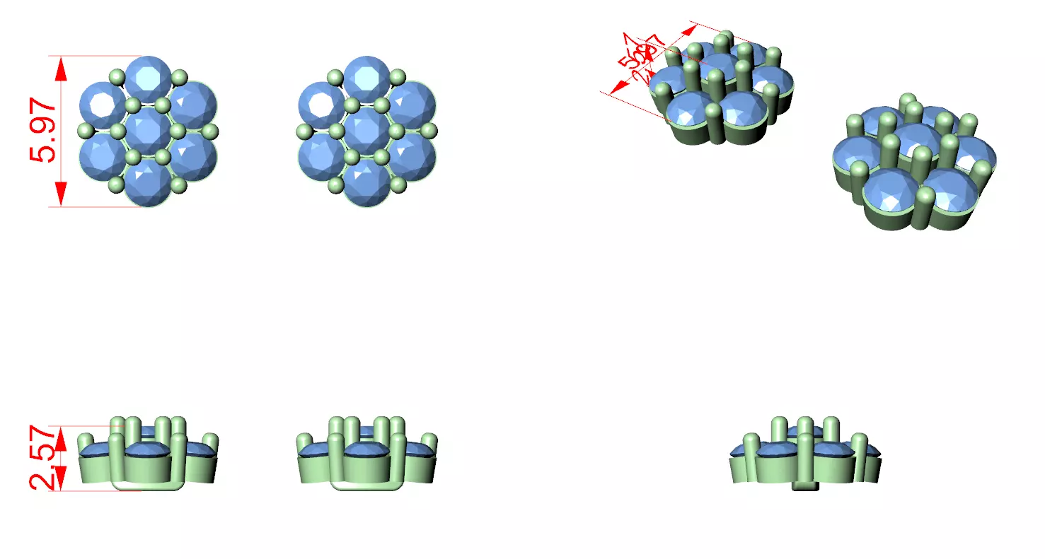 Flower Studs Earrings 3dm stl renders animation videos details 3D print model_5