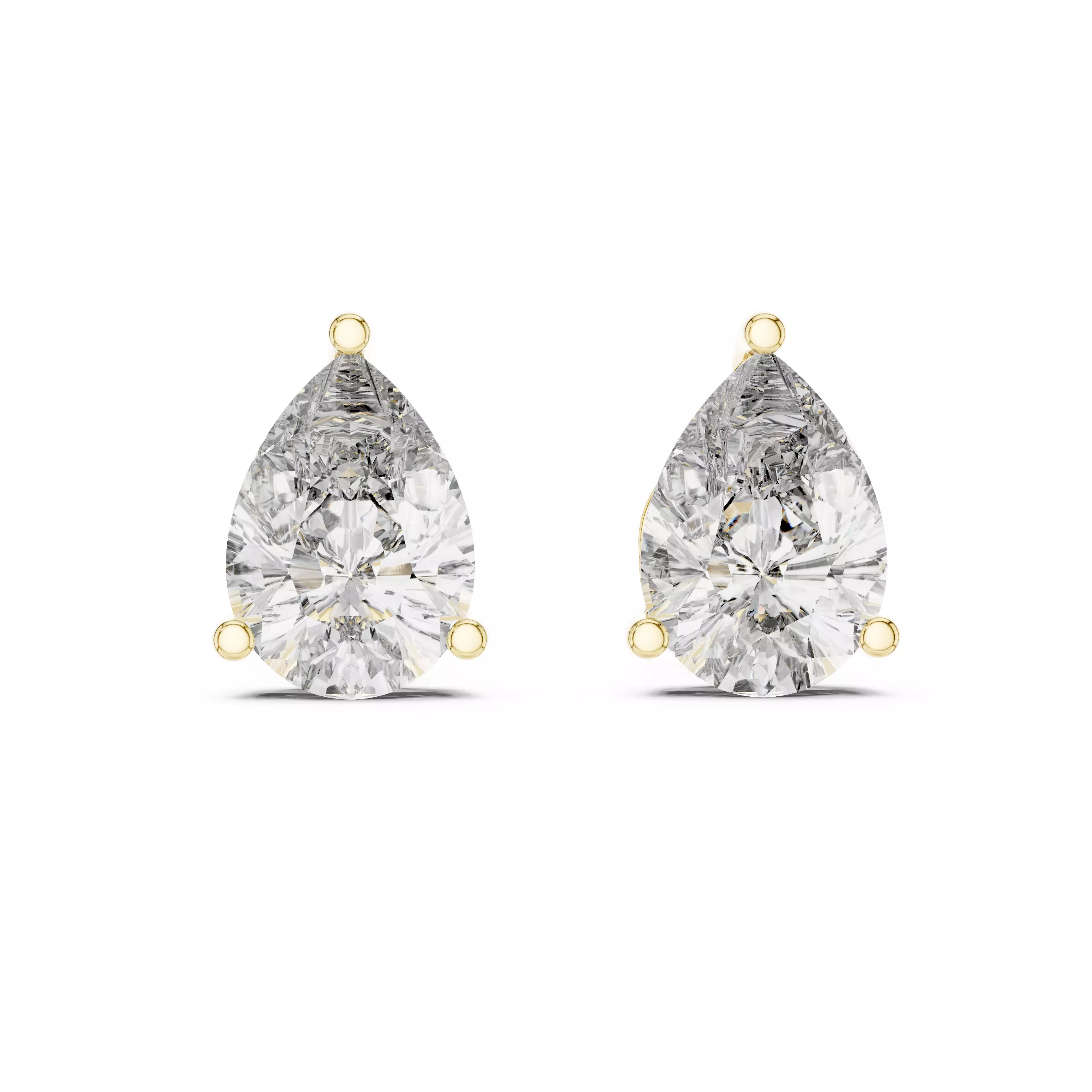 Pear Solitaire Studs Earrings 3dm stl renders animation videos 3D print model_1