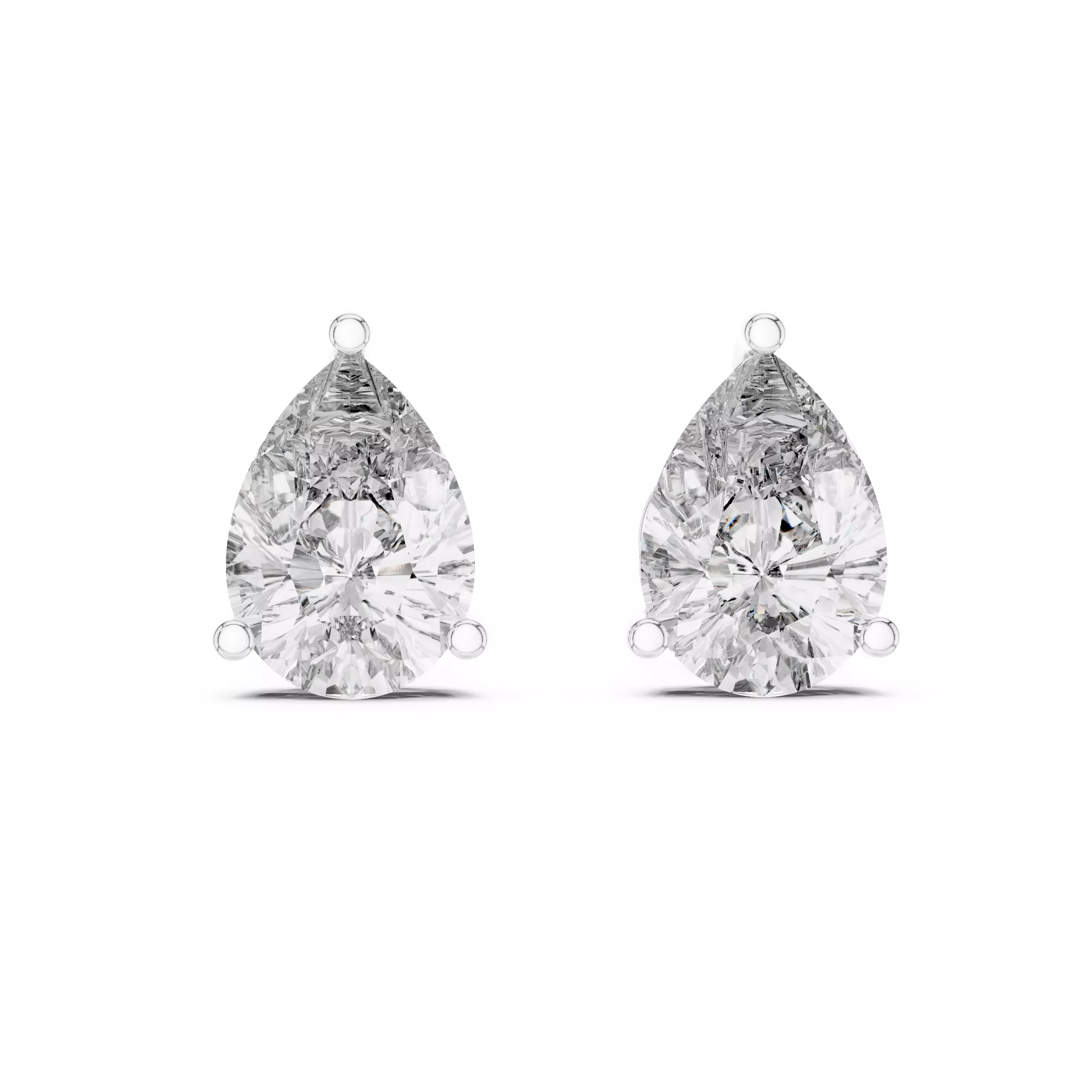 Pear Solitaire Studs Earrings 3dm stl renders animation videos 3D print model_10