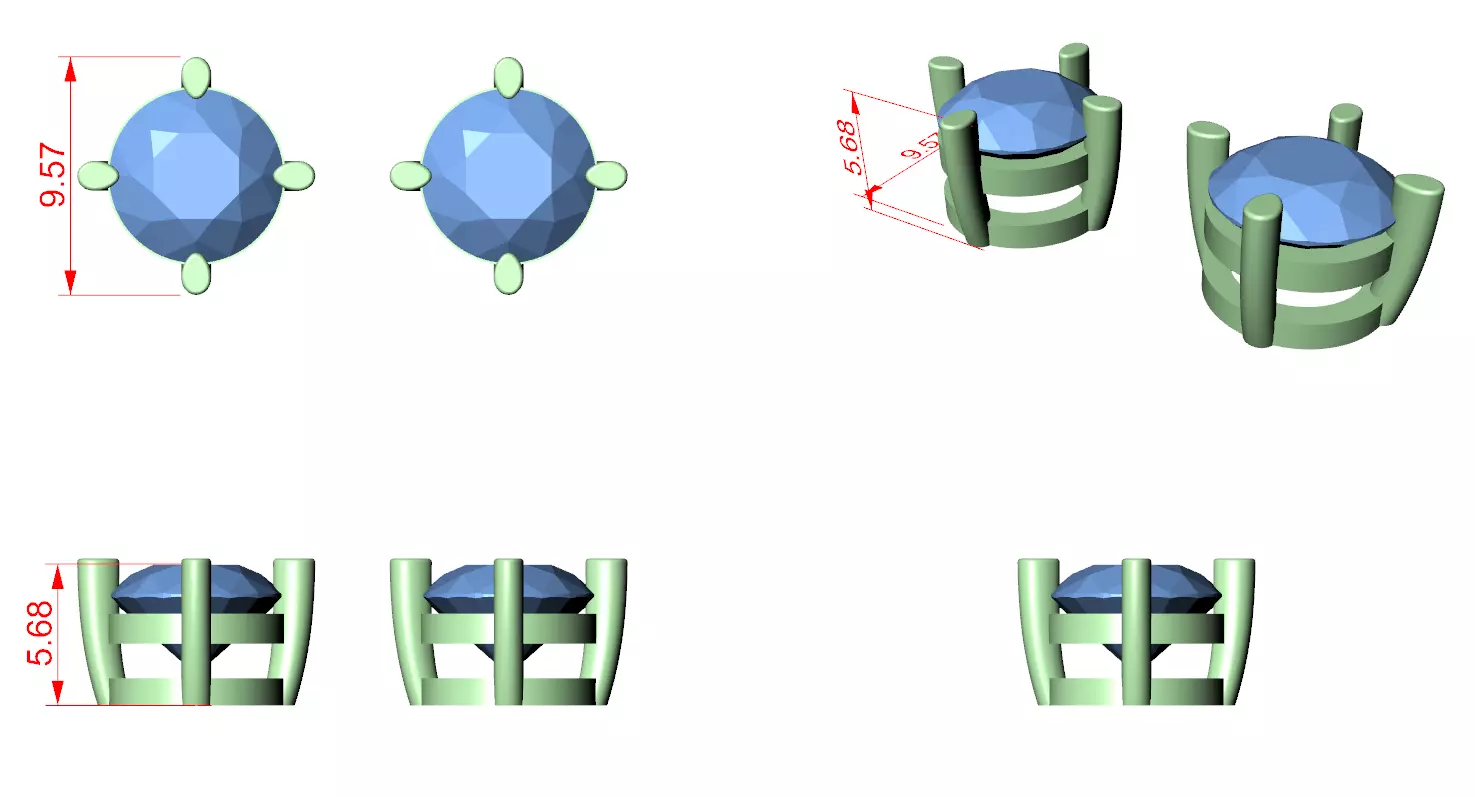 Solitaire Studs 3dm stl renders animation videos details 3D print model_5