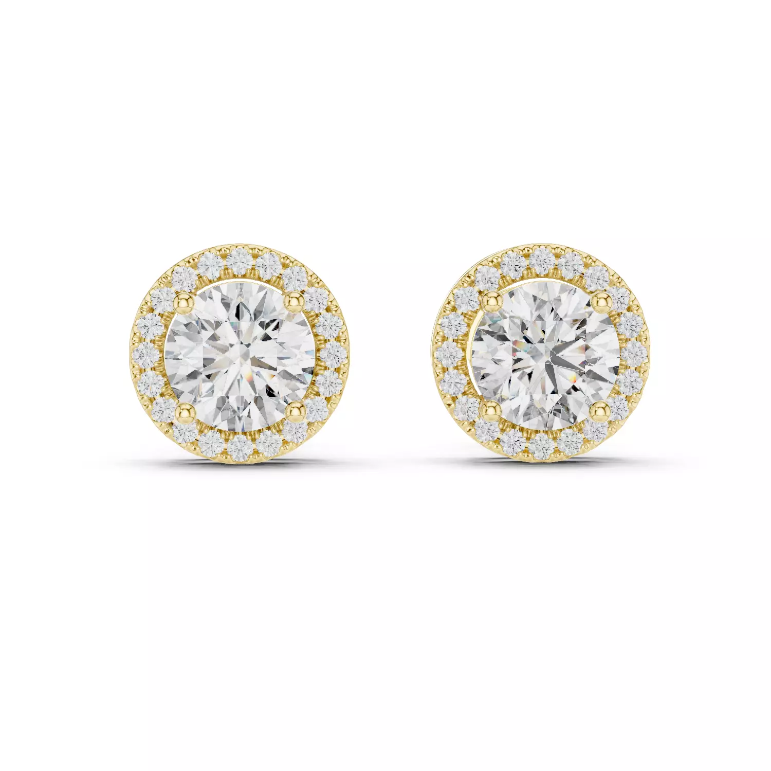 Halo Solitaire Studs Earrings 3dm stl renders animation videos 3D print model_3