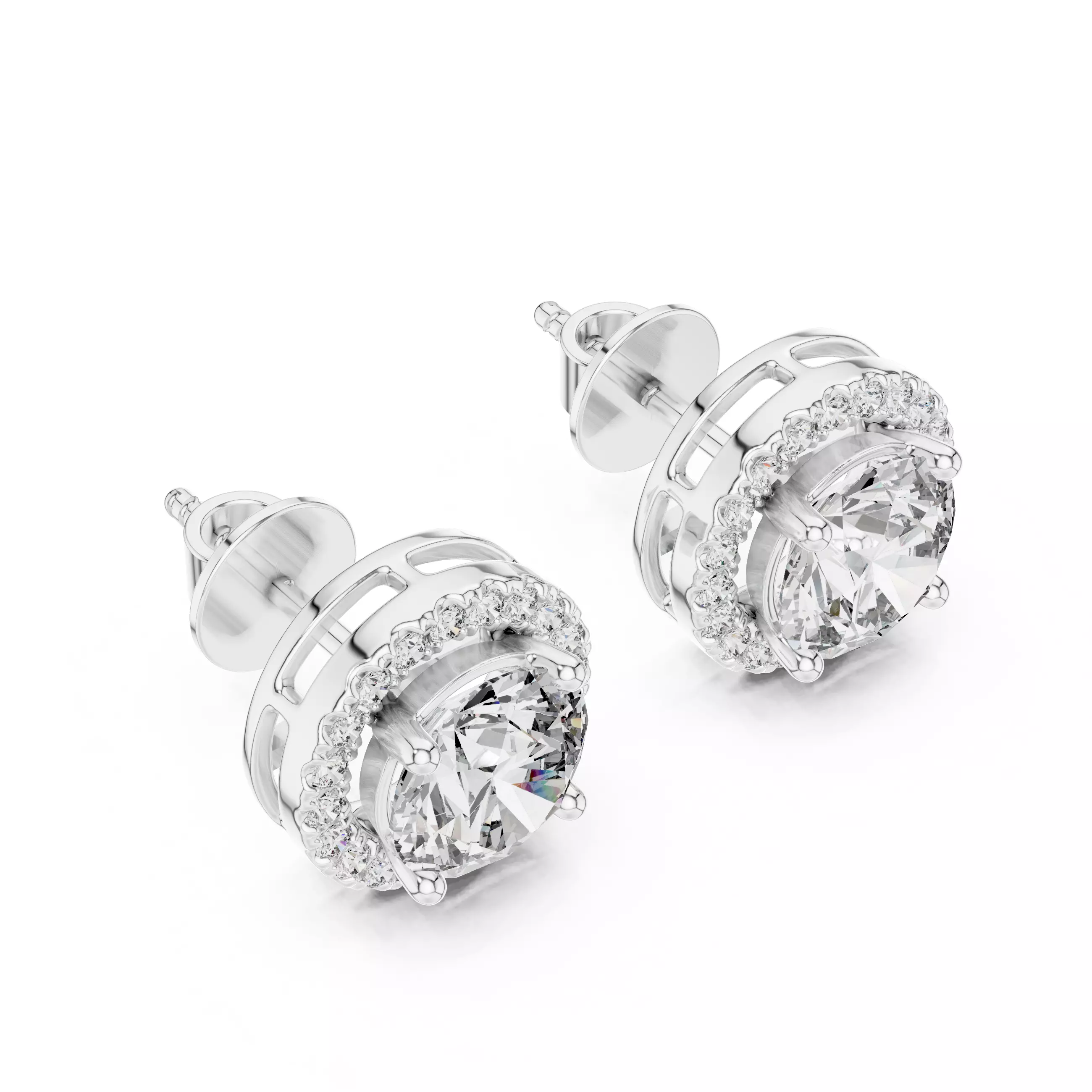 Halo Solitaire Studs Earrings 3dm stl renders animation videos 3D print model_10