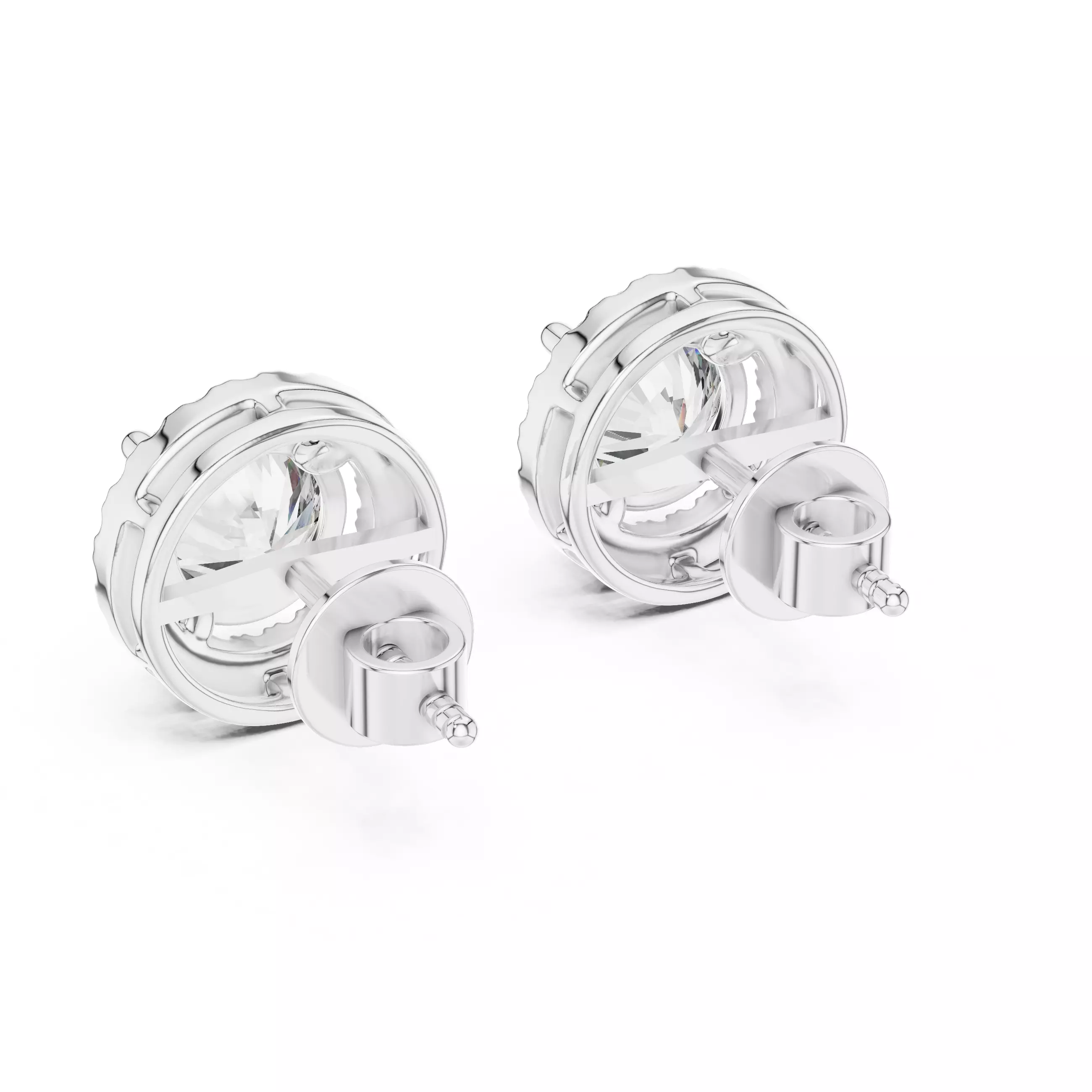 Halo Solitaire Studs Earrings 3dm stl renders animation videos 3D print model_9