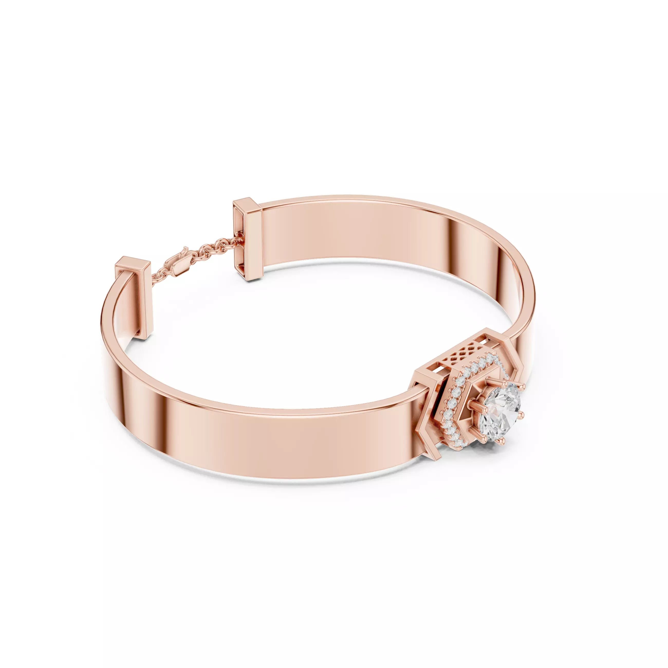 Solitaire Round Mens Bracelet Files With Video 3D print model_3