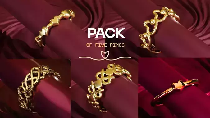 Womens Ring Pack of 5 STL OBJ ring collection