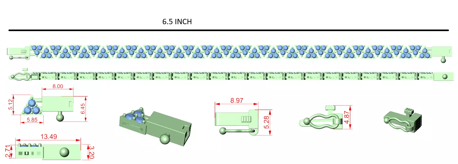 Triangle Design Mens Bracelet With Video and Files 3DM STL 3D print model_12