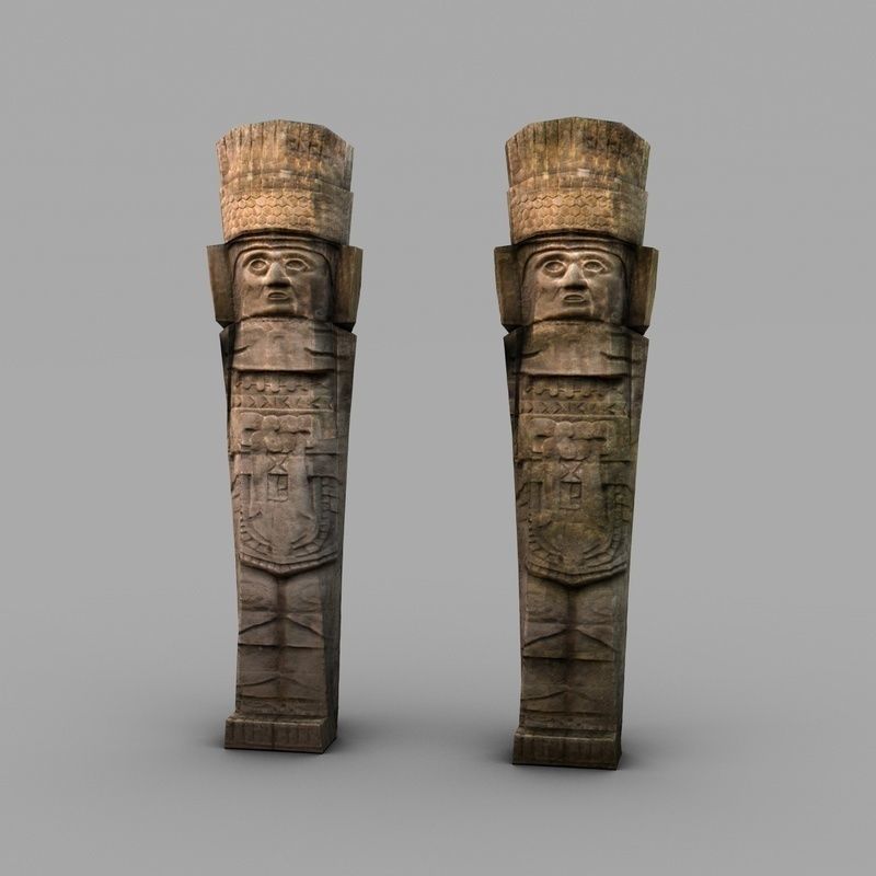 Aztec statues collection Low-poly 3D model_8