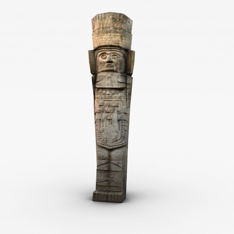 Aztec statues collection Low-poly 3D model_6